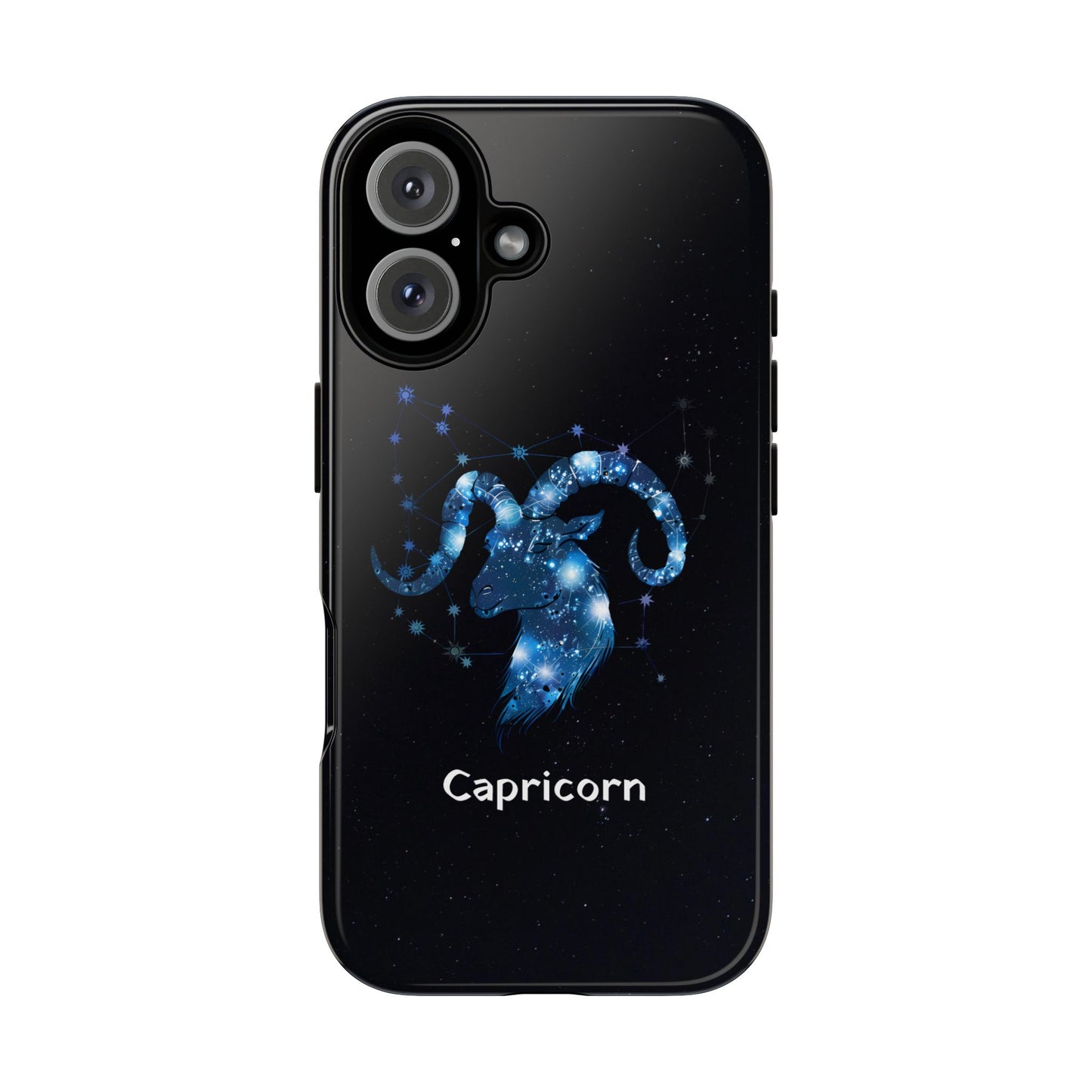 Capricorn Zodiac Star Sign Black Glossy Phone Case Tough Protection for iPhone or Samsung Galaxy