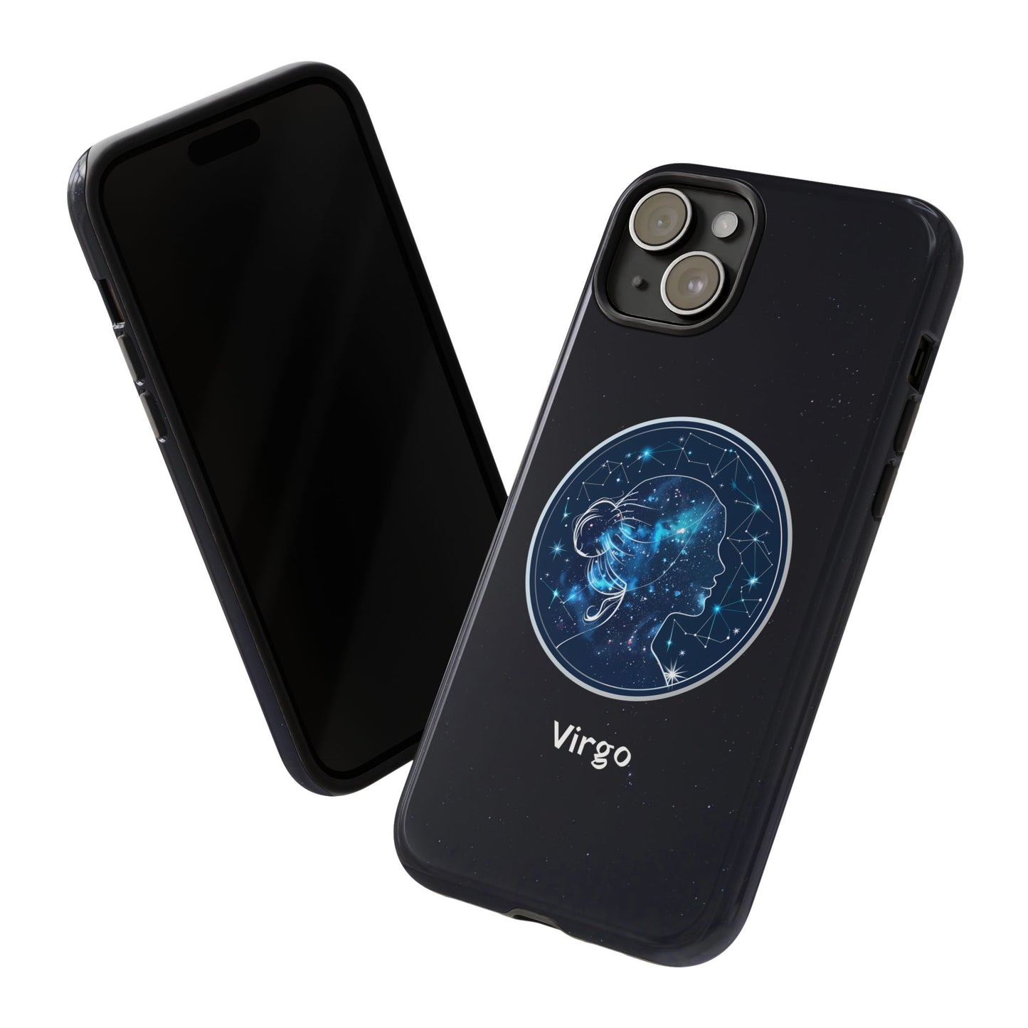 Virgo Zodiac Star Sign Black Glossy Phone Case Tough Protection for iPhone or Samsung Galaxy