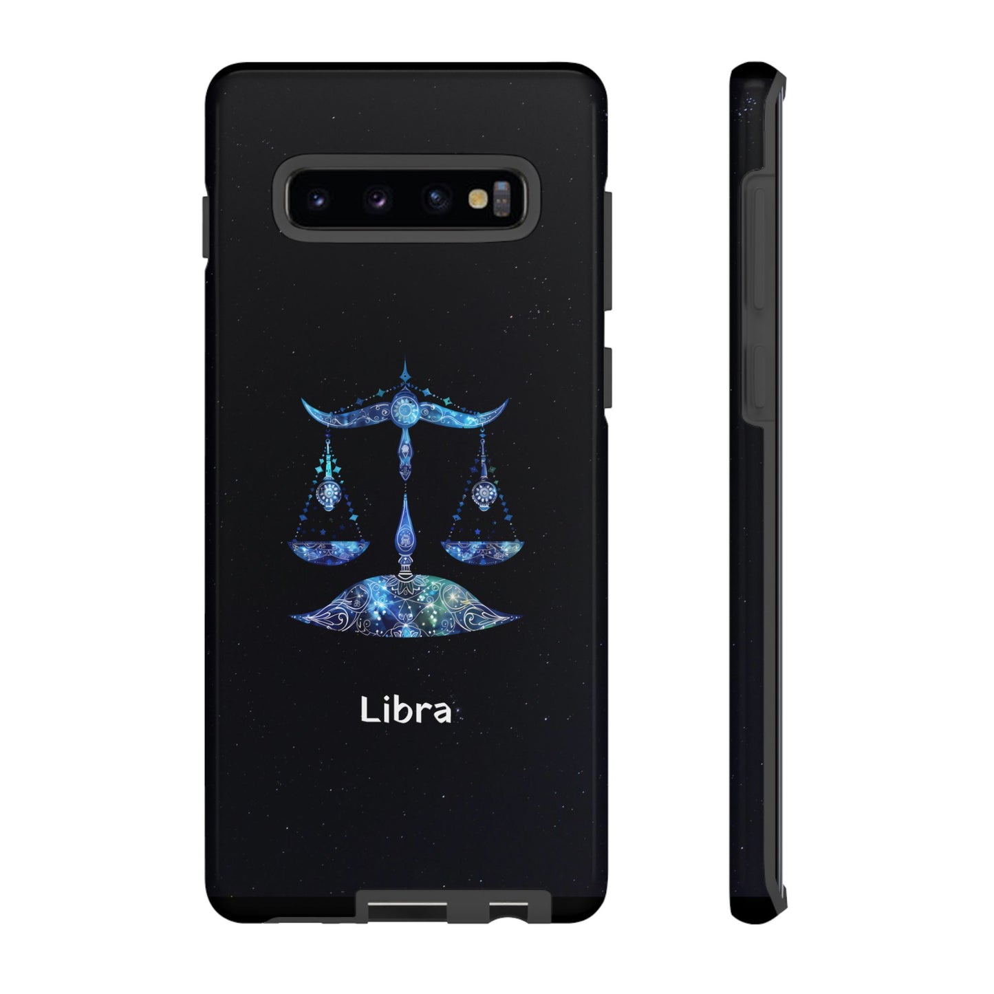 Libra Zodiac Star Sign Black Glossy Phone Case Tough Protection for iPhone or Samsung Galaxy