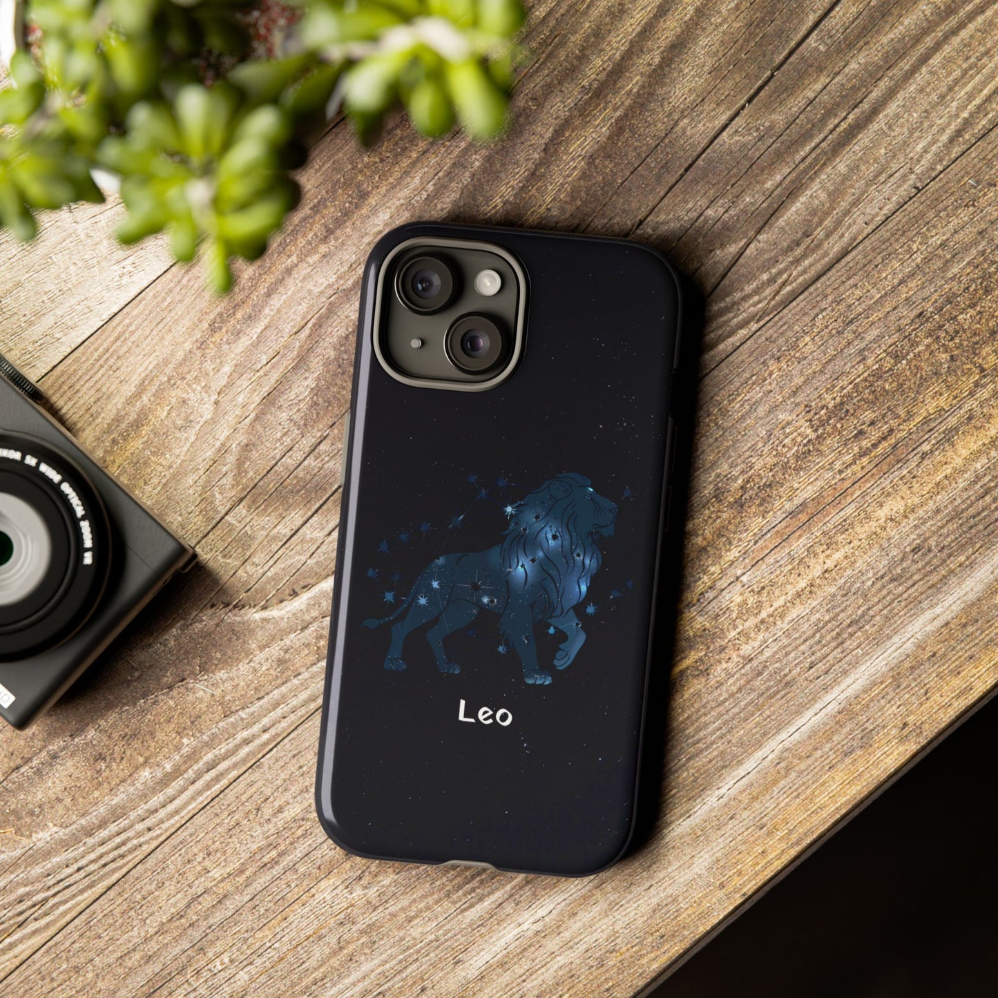 Leo Star Sign Zodiac Black Glossy Phone Case Tough Protection for iPhone or Samsung Galaxy