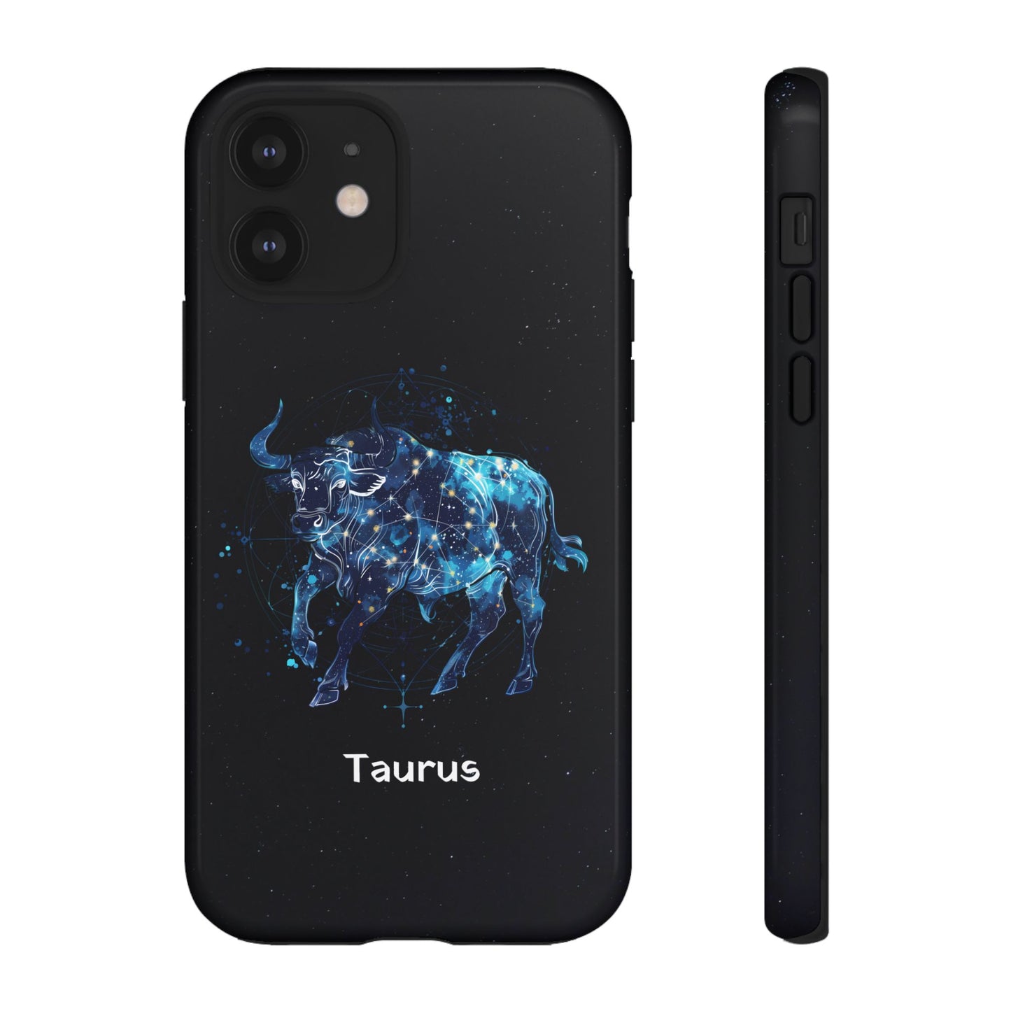 Taurus Zodiac Star Sign Black Glossy Phone Case Tough Protection for iPhone or Samsung Galaxy