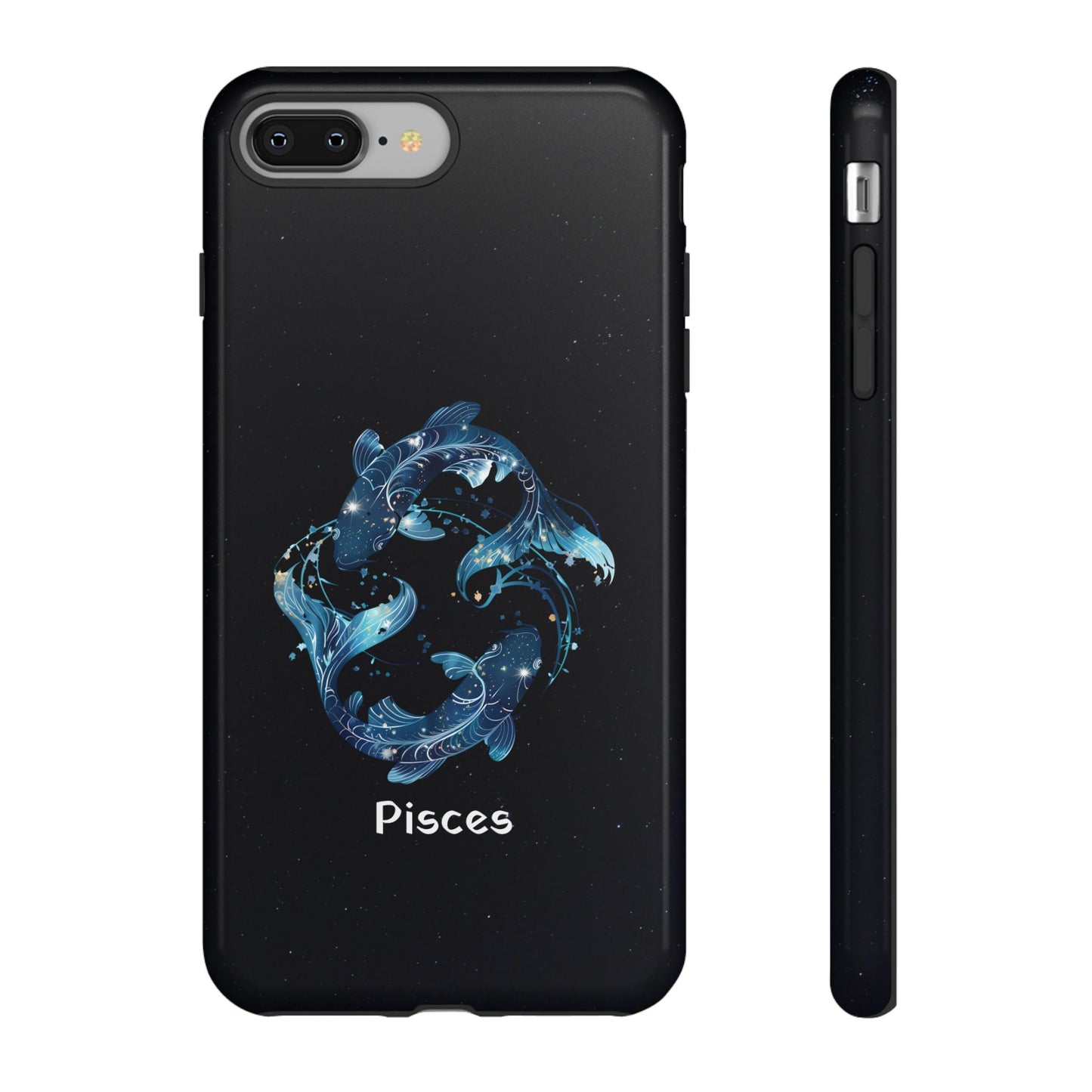 Pisces Zodiac Star Sign Black Glossy Phone Case Tough Protection for iPhone or Samsung Galaxy
