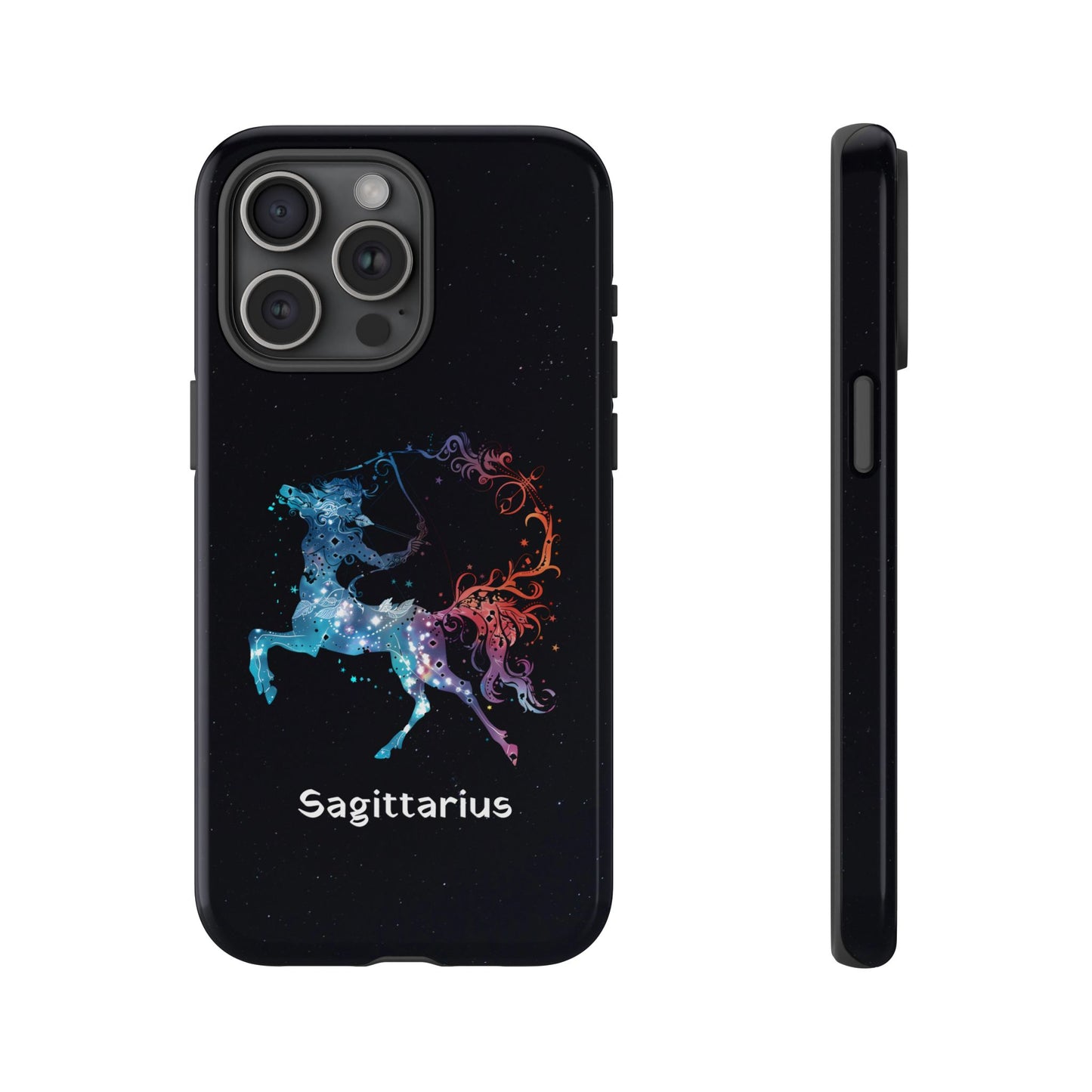 Sagittarius Zodiac Star Sign Black Glossy Phone Case Tough Protection for iPhone or Samsung Galaxy