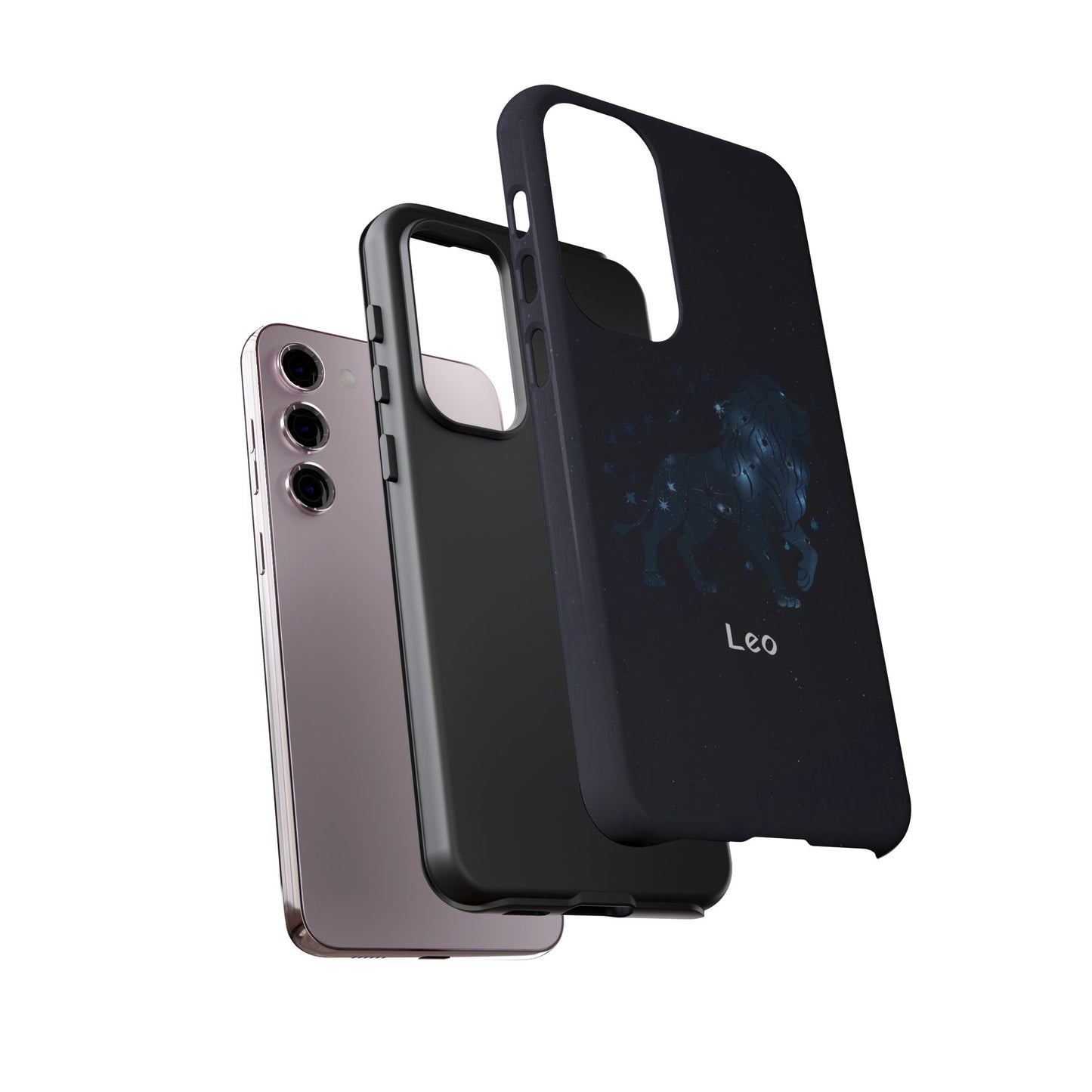 Leo Star Sign Zodiac Black Glossy Phone Case Tough Protection for iPhone or Samsung Galaxy