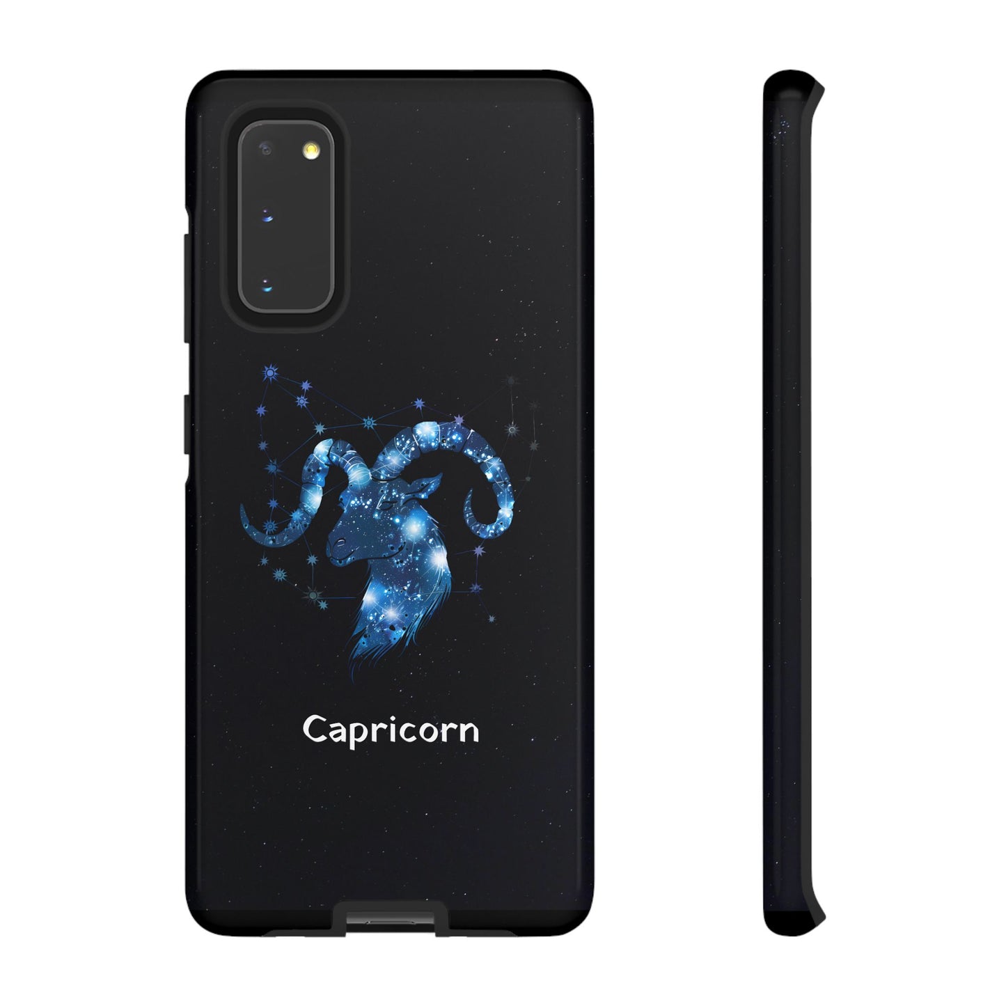 Capricorn Zodiac Star Sign Black Glossy Phone Case Tough Protection for iPhone or Samsung Galaxy