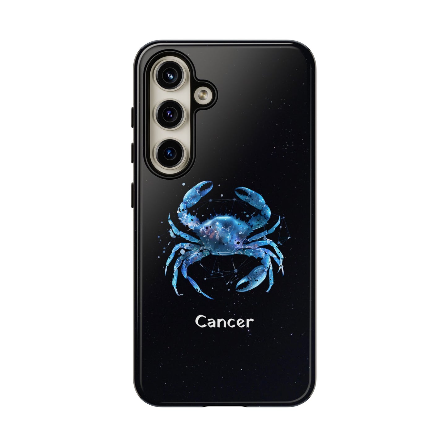 Cancer Zodiac Star Sign Black Glossy Phone Case Tough Protection for iPhone or Samsung Galaxy