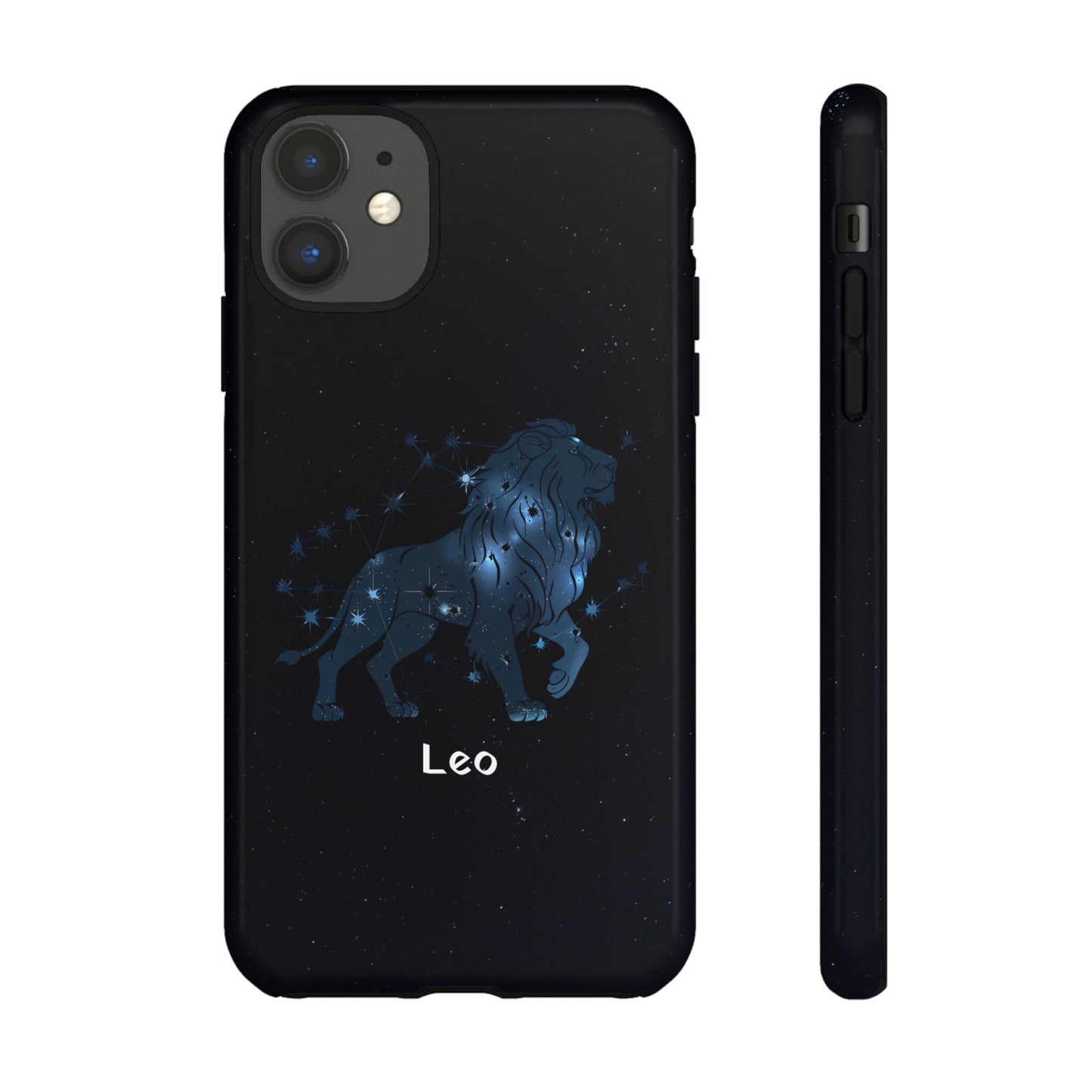 Leo Star Sign Zodiac Black Glossy Phone Case Tough Protection for iPhone or Samsung Galaxy