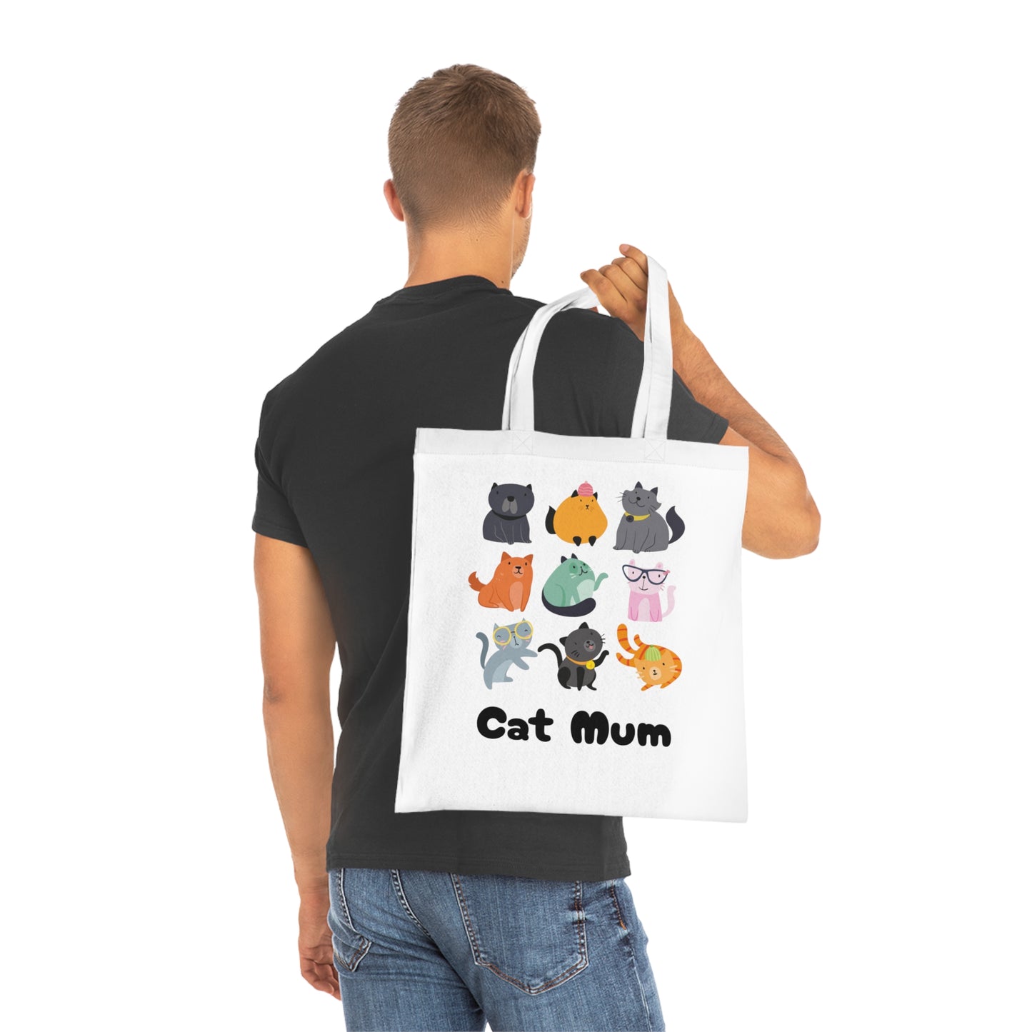 Cat Mum Large Cotton Tote Bag in Various Colours - Perfect Gift for Cat Lovers
