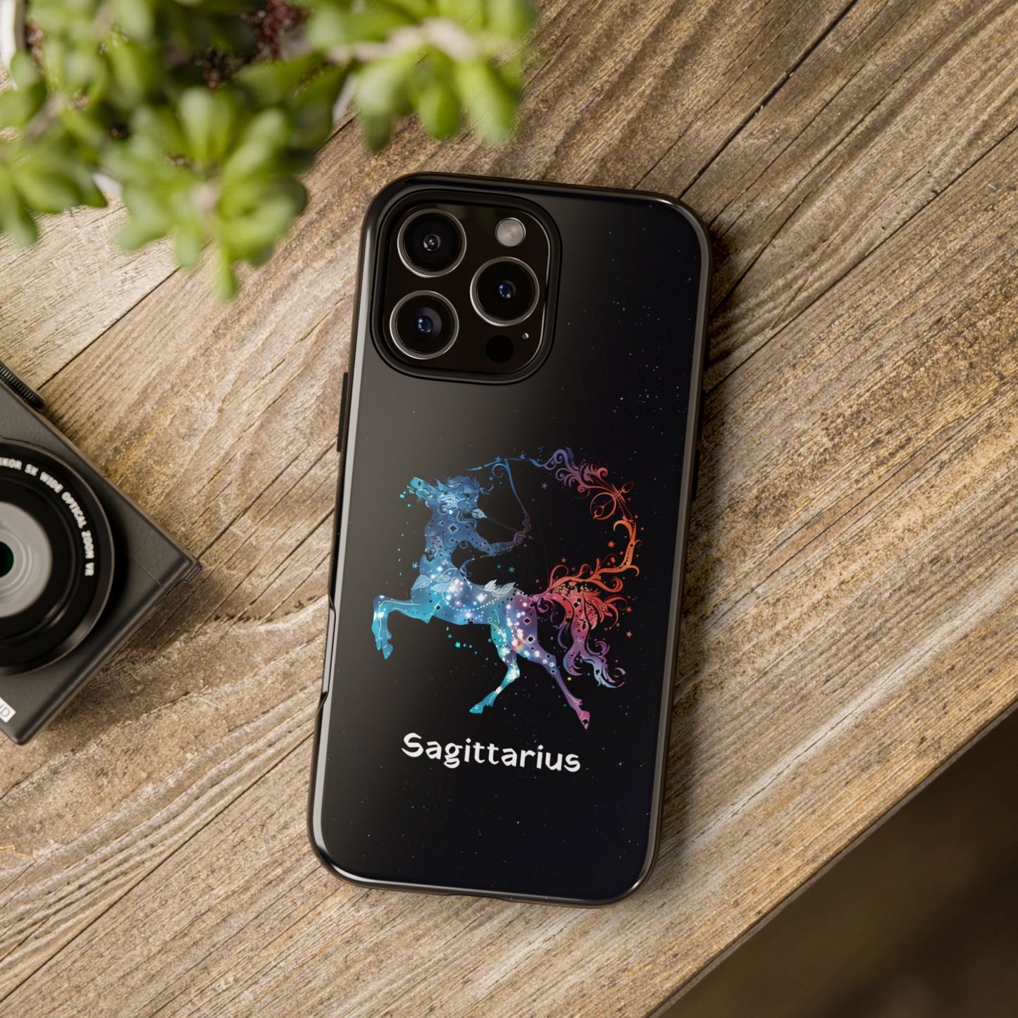 Sagittarius Zodiac Star Sign Black Glossy Phone Case Tough Protection for iPhone or Samsung Galaxy