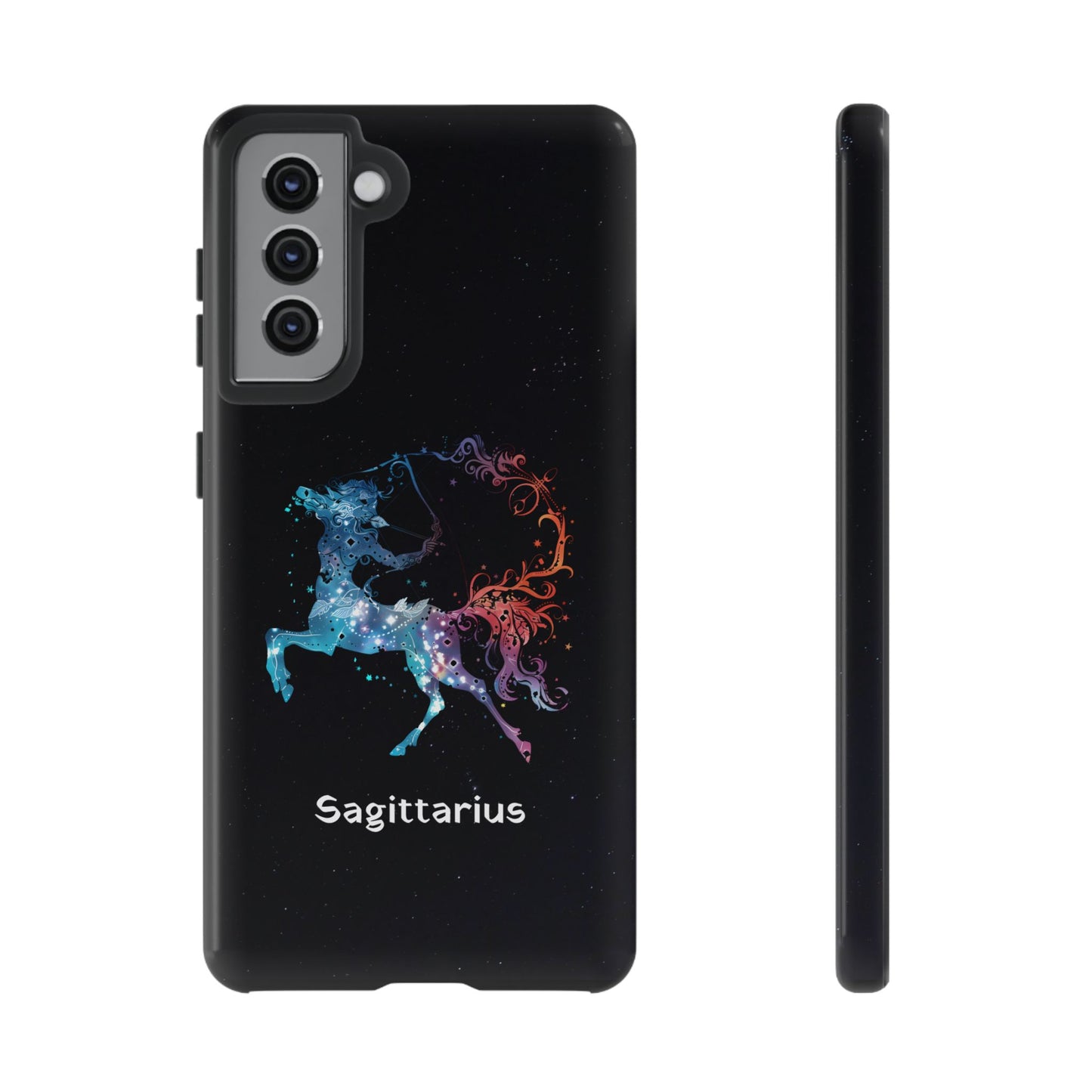 Sagittarius Zodiac Star Sign Black Glossy Phone Case Tough Protection for iPhone or Samsung Galaxy