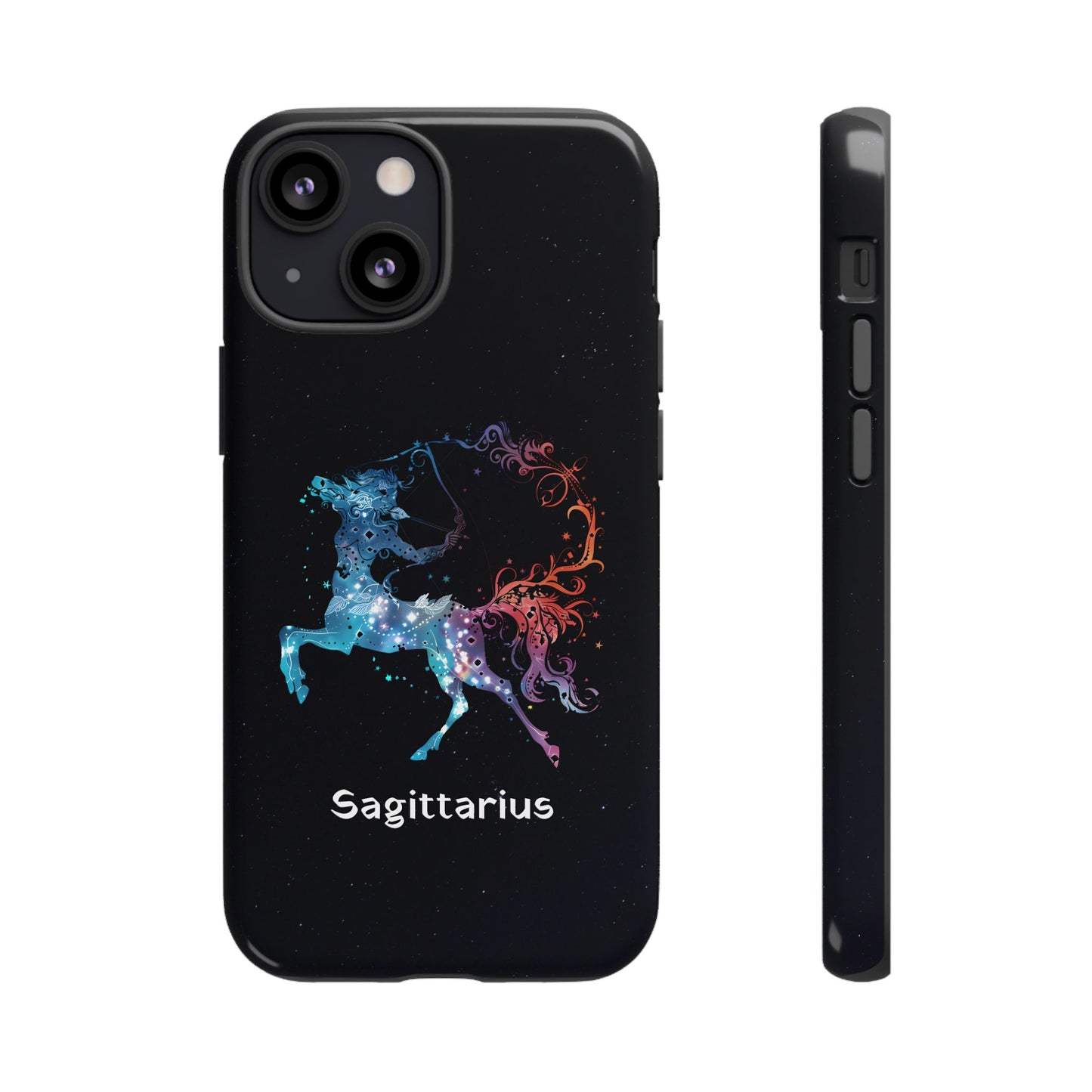 Sagittarius Zodiac Star Sign Black Glossy Phone Case Tough Protection for iPhone or Samsung Galaxy
