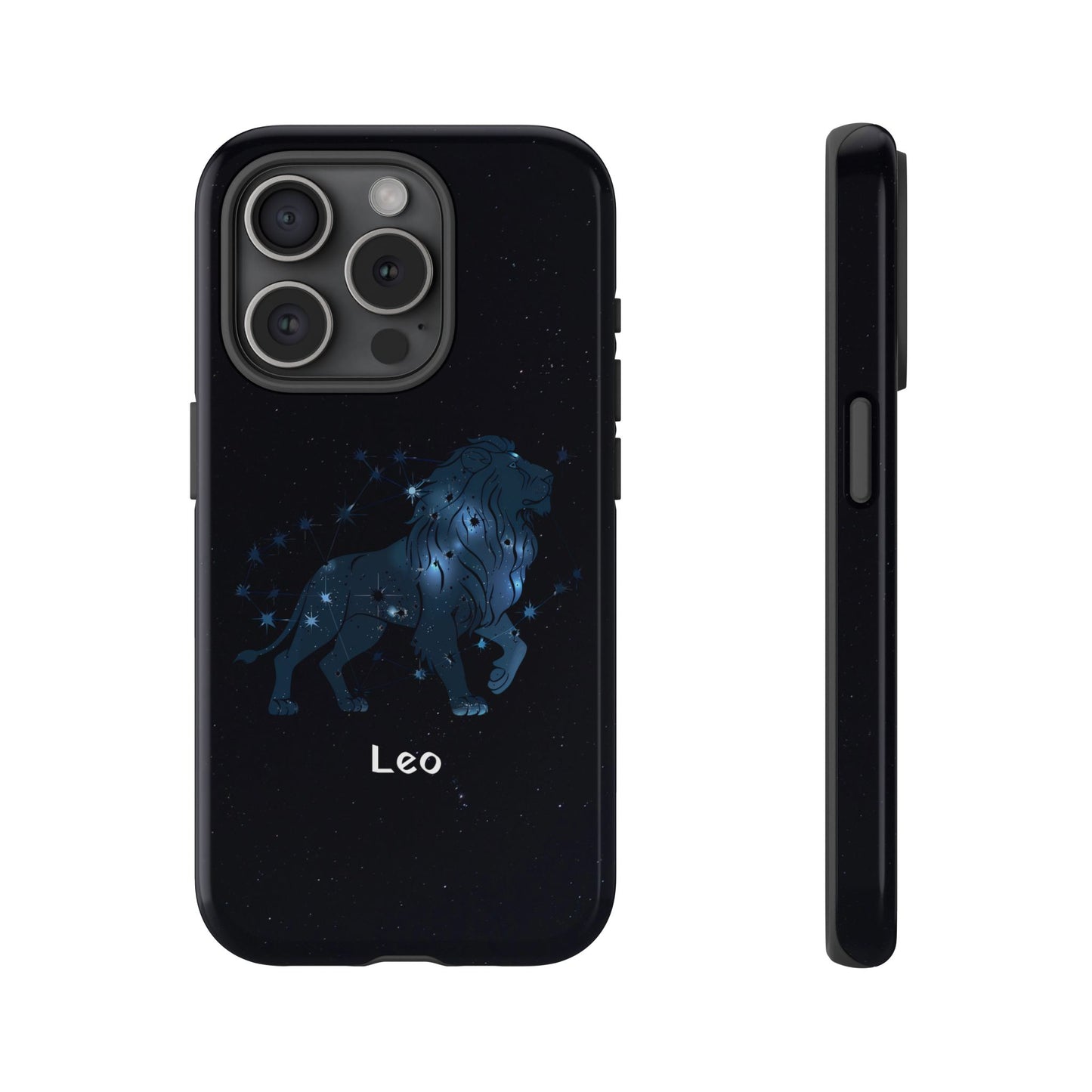 Leo Star Sign Zodiac Black Glossy Phone Case Tough Protection for iPhone or Samsung Galaxy
