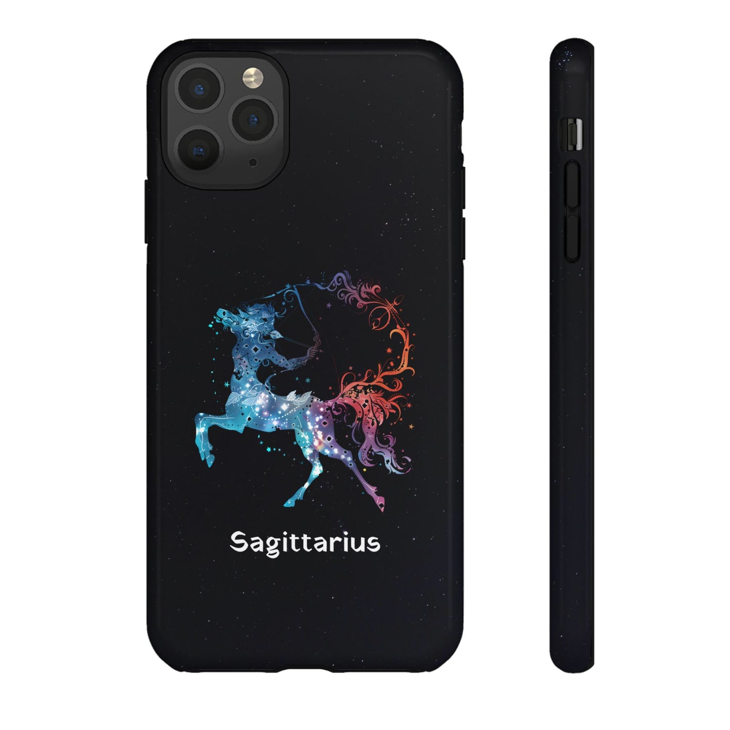 Sagittarius Zodiac Star Sign Black Glossy Phone Case Tough Protection for iPhone or Samsung Galaxy