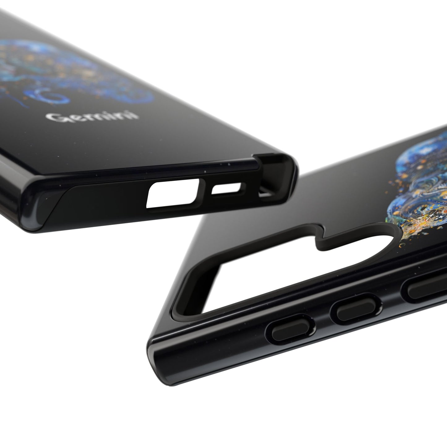 Gemini Zodiac Star Sign Black Glossy Phone Case Tough Protection for iPhone or Samsung Galaxy