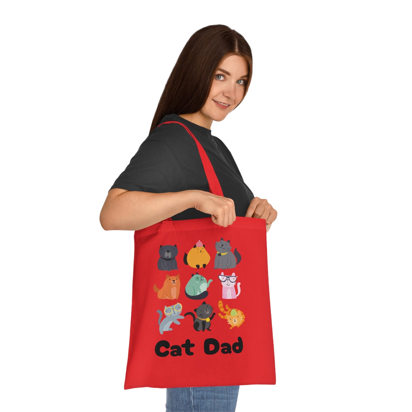 Cat Dad Large Cotton Tote Bag in Various Colours - Perfect Gift for Cat Lovers