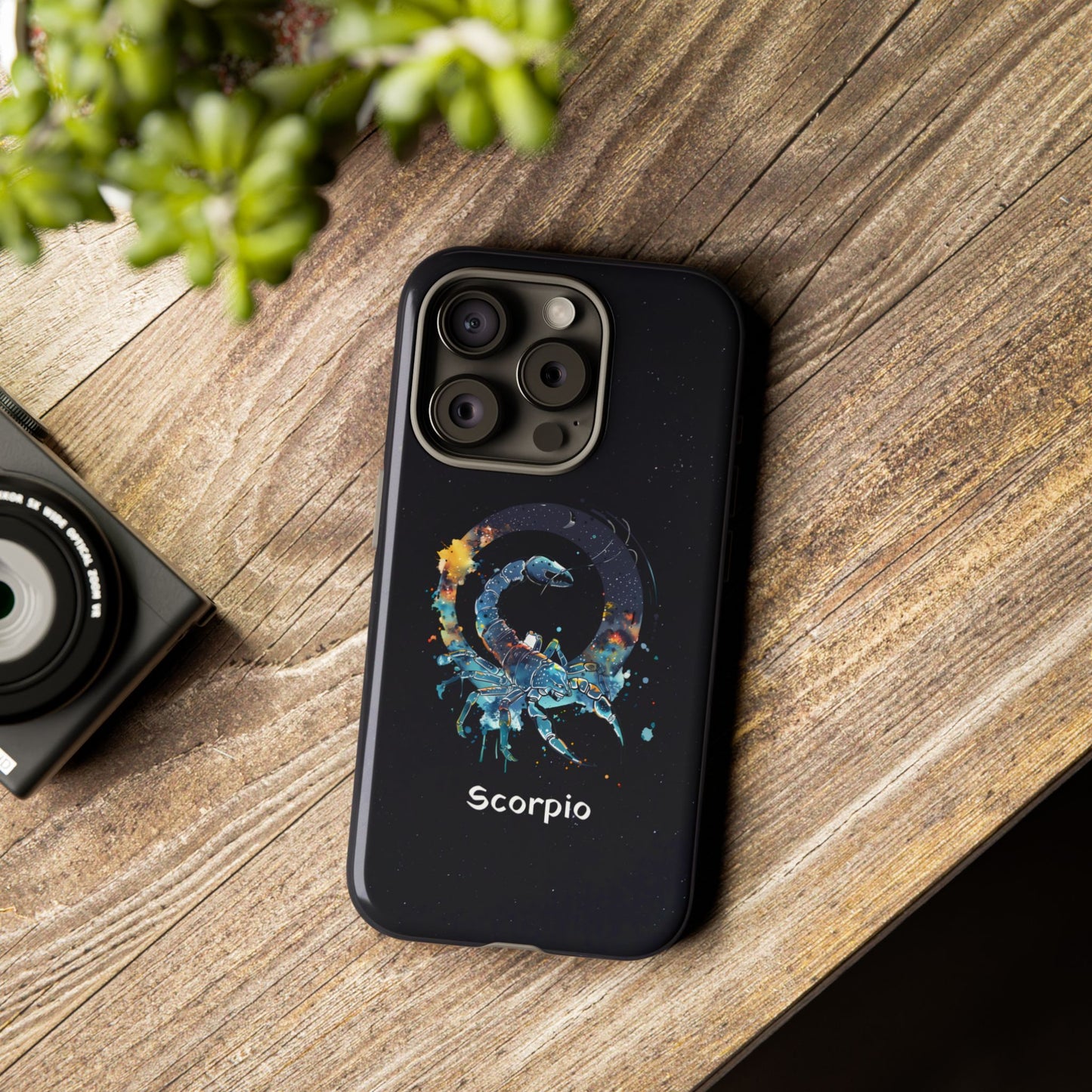 Scorpio Zodiac Star Sign Black Glossy Phone Case Tough Protection for iPhone or Samsung Galaxy