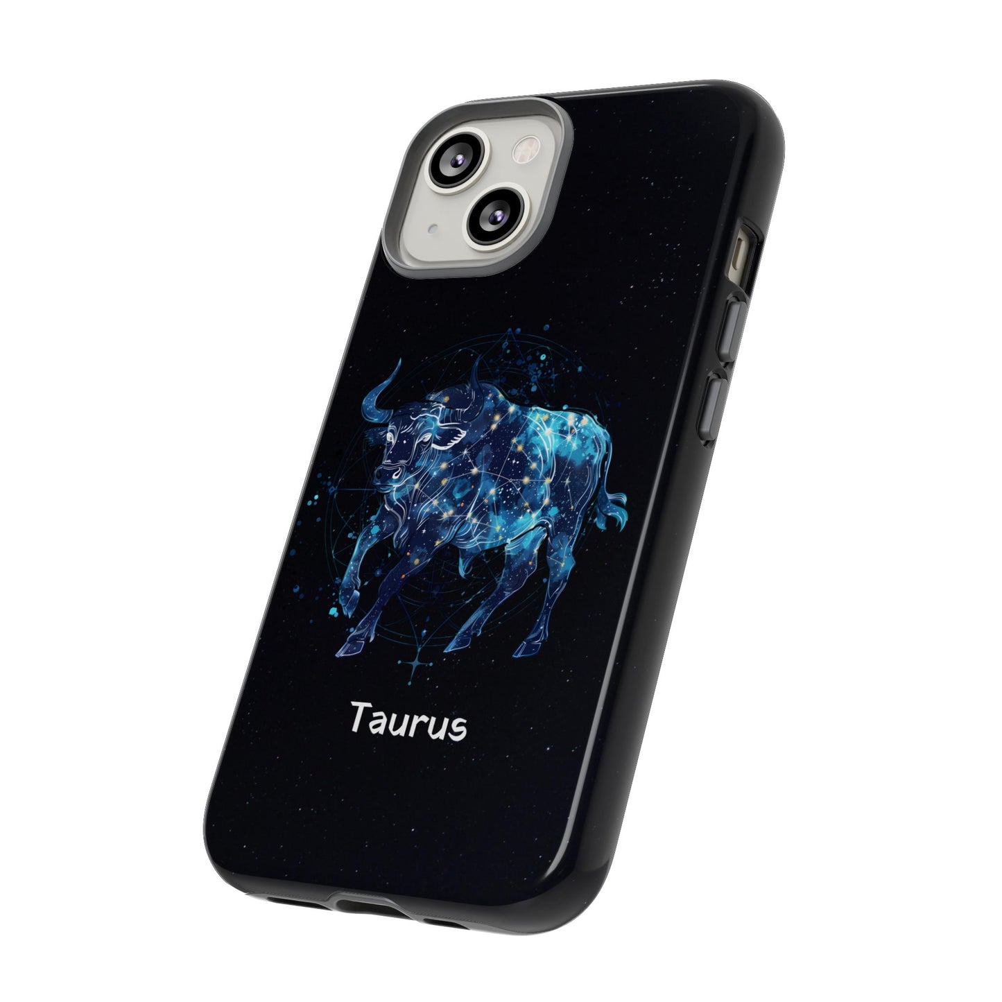 Taurus Zodiac Star Sign Black Glossy Phone Case Tough Protection for iPhone or Samsung Galaxy