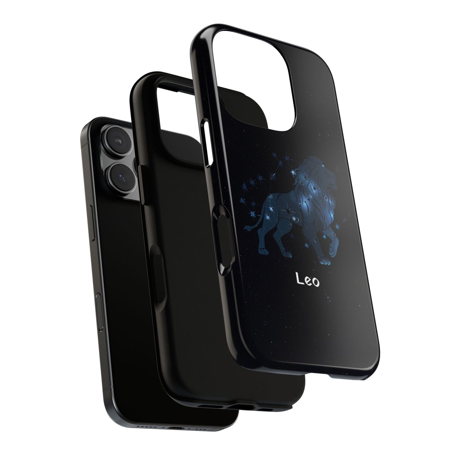 Leo Star Sign Zodiac Black Glossy Phone Case Tough Protection for iPhone or Samsung Galaxy