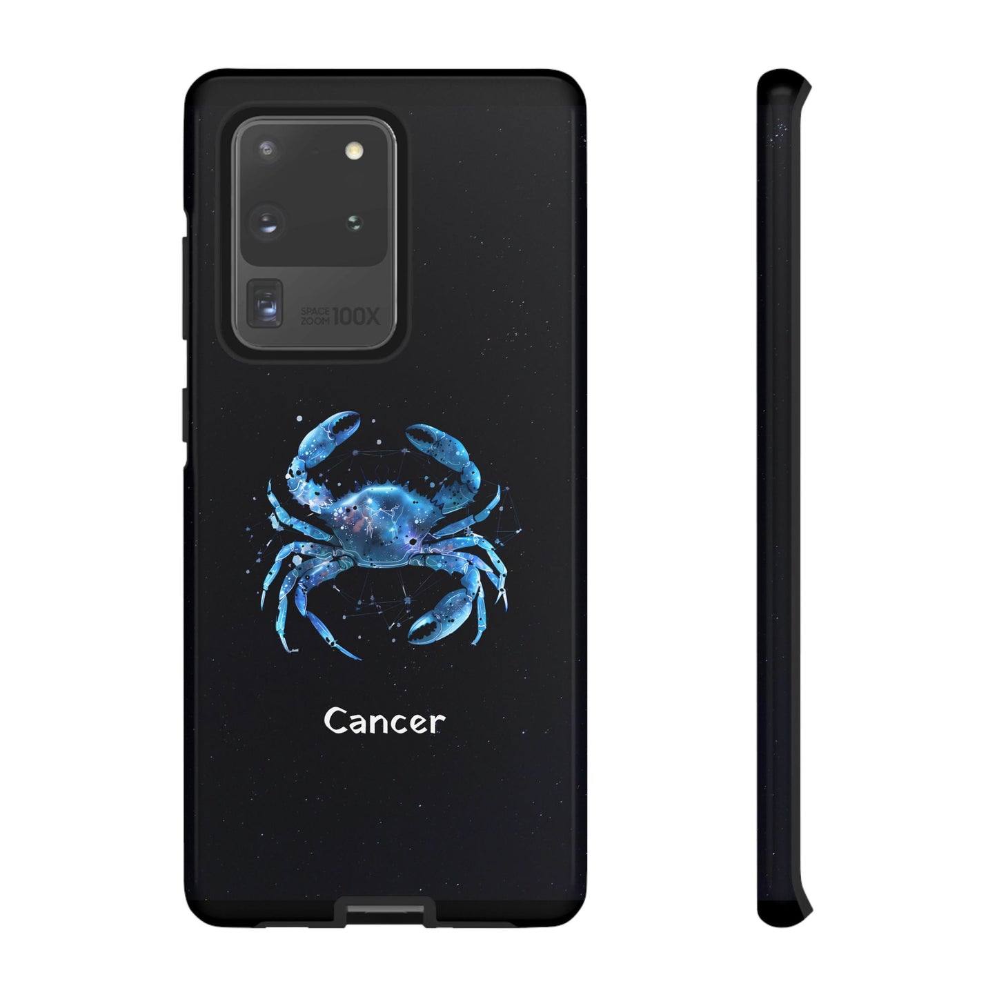 Cancer Zodiac Star Sign Black Glossy Phone Case Tough Protection for iPhone or Samsung Galaxy