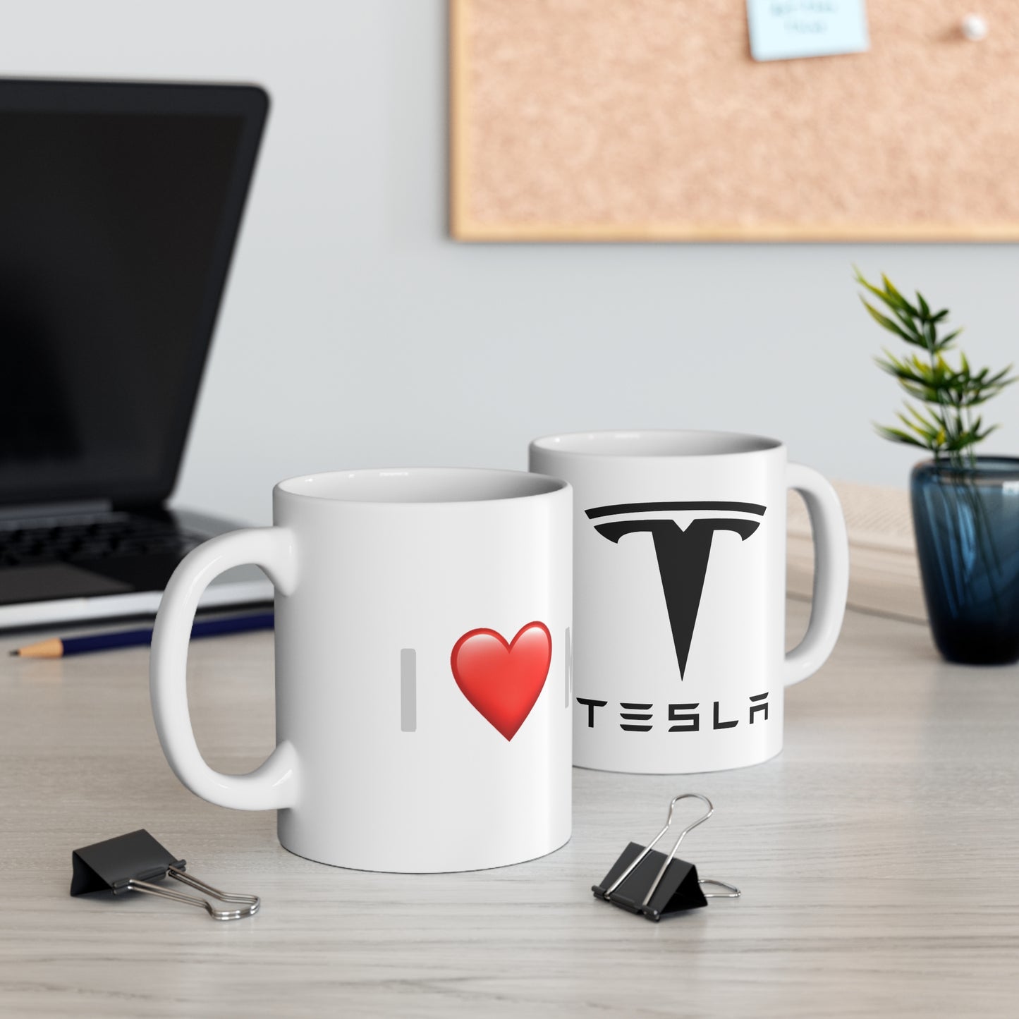 Tesla  - I Love my Tesla White Ceramic Coffee Cup 11oz, 15oz