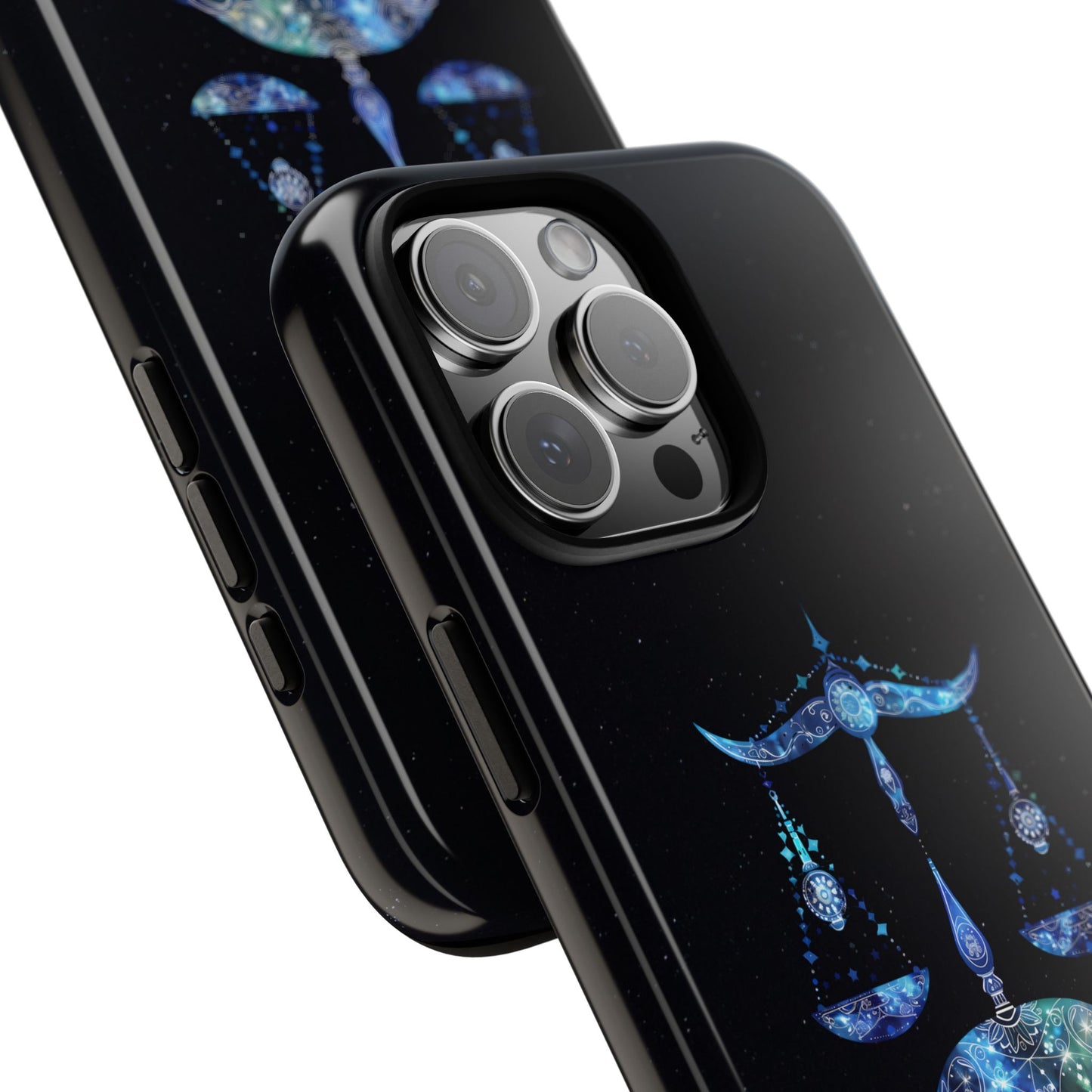 Libra Zodiac Star Sign Black Glossy Phone Case Tough Protection for iPhone or Samsung Galaxy