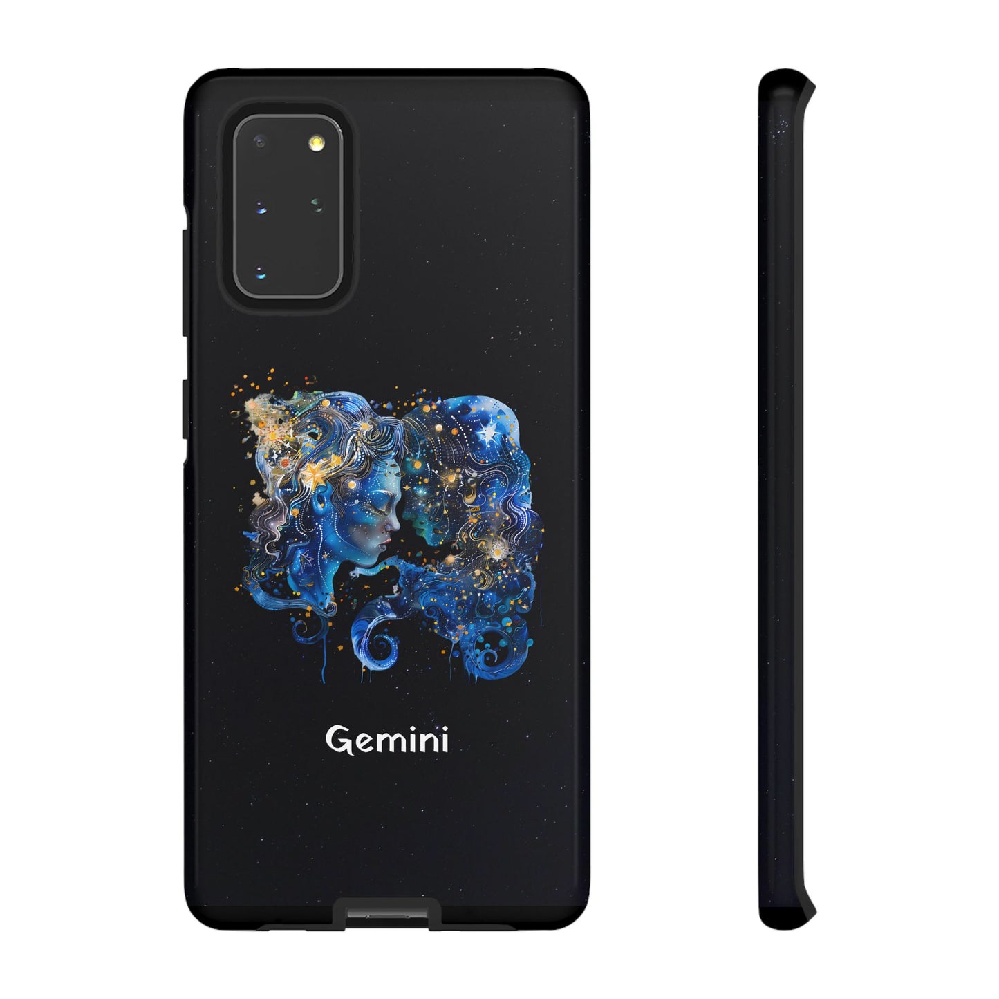 Gemini Zodiac Star Sign Black Glossy Phone Case Tough Protection for iPhone or Samsung Galaxy
