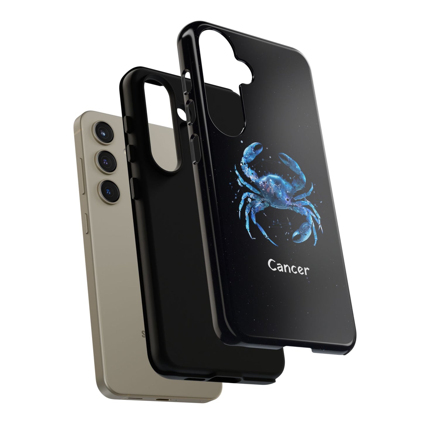 Cancer Zodiac Star Sign Black Glossy Phone Case Tough Protection for iPhone or Samsung Galaxy