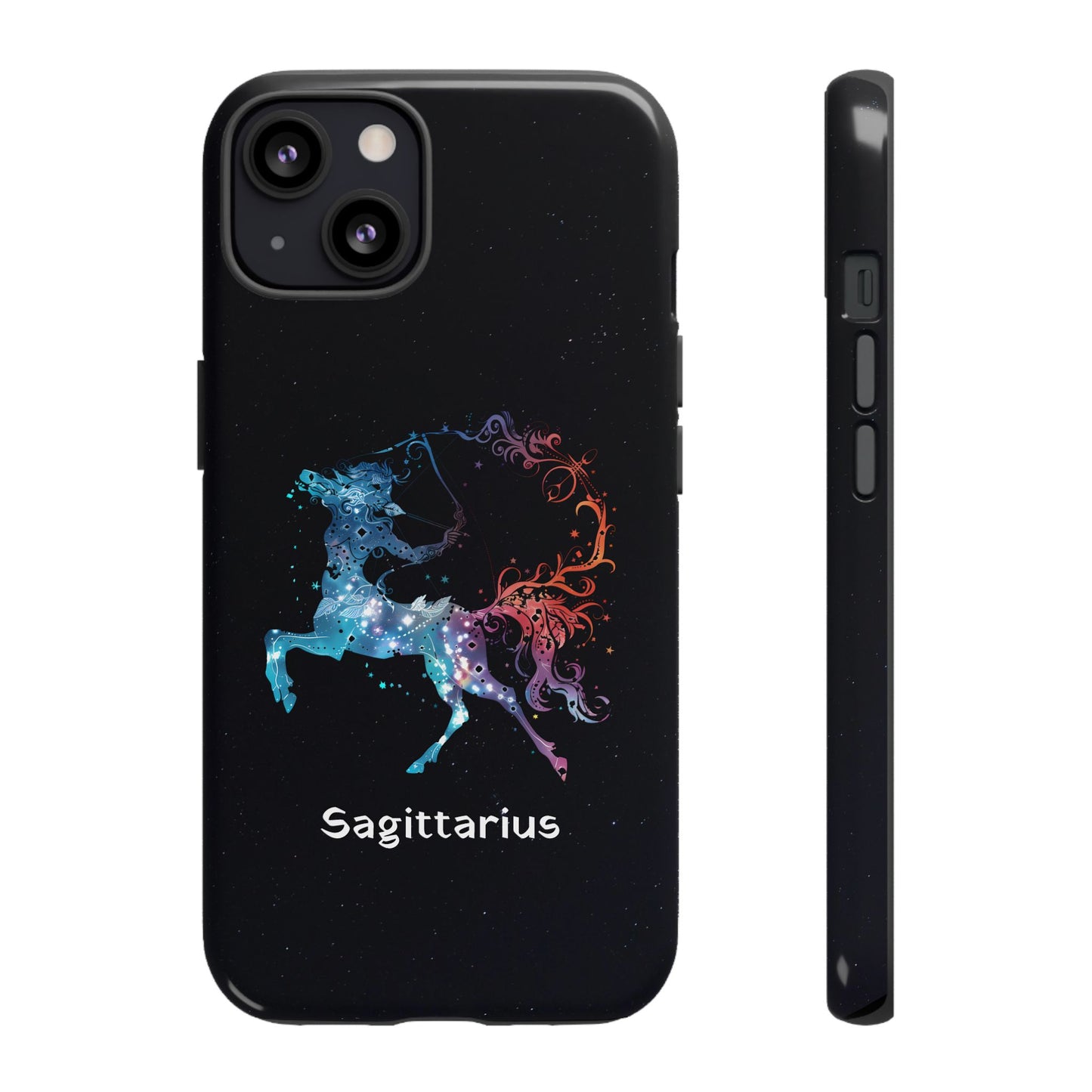 Sagittarius Zodiac Star Sign Black Glossy Phone Case Tough Protection for iPhone or Samsung Galaxy