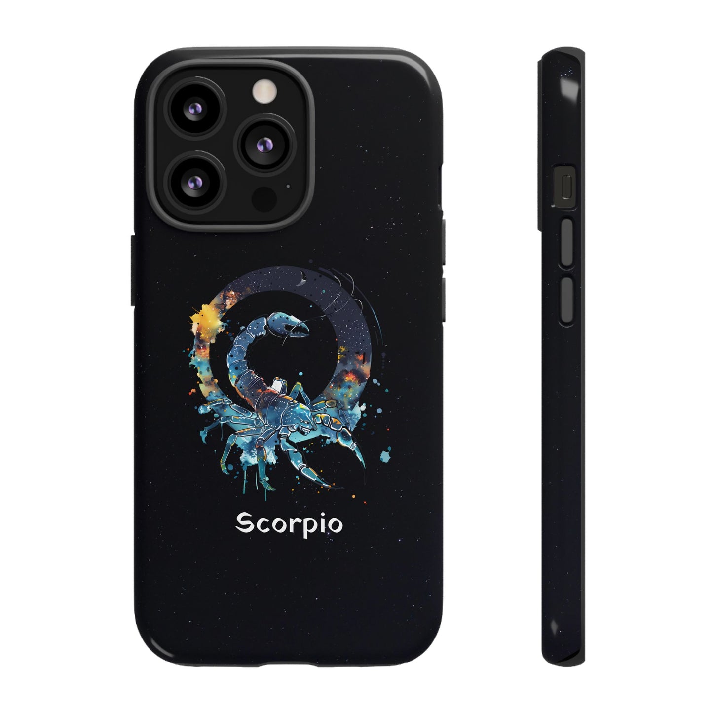 Scorpio Zodiac Star Sign Black Glossy Phone Case Tough Protection for iPhone or Samsung Galaxy