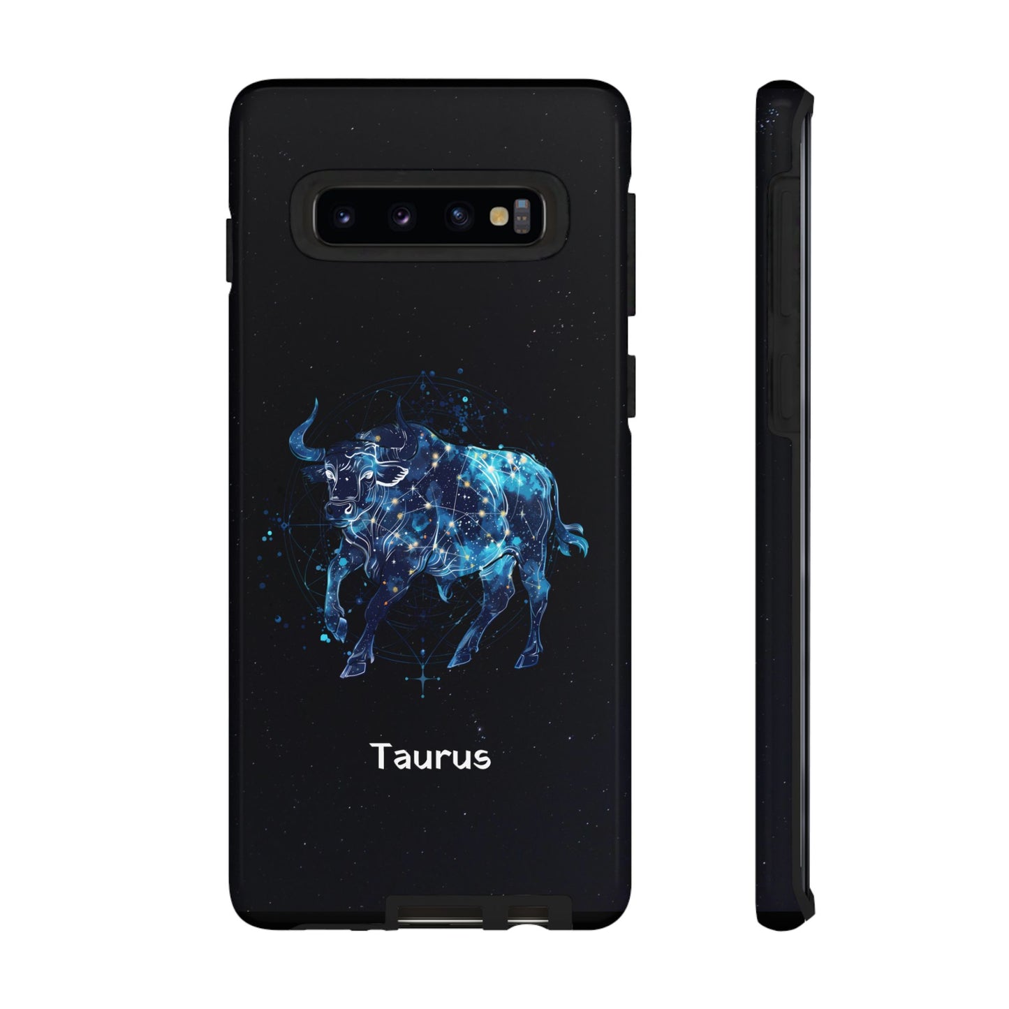 Taurus Zodiac Star Sign Black Glossy Phone Case Tough Protection for iPhone or Samsung Galaxy