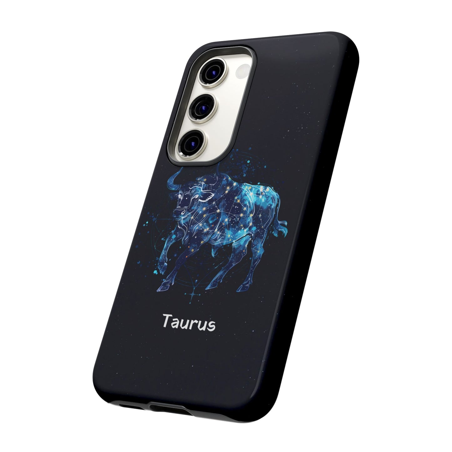 Taurus Zodiac Star Sign Black Glossy Phone Case Tough Protection for iPhone or Samsung Galaxy