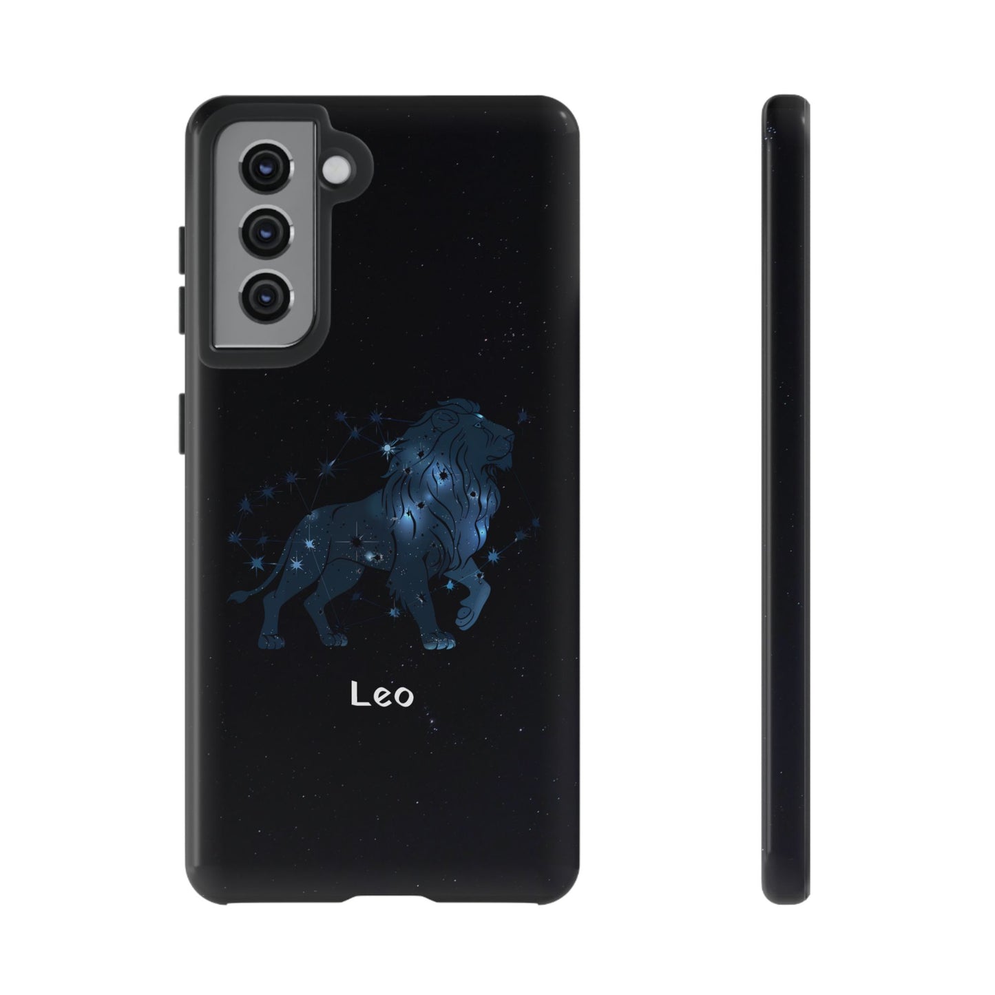 Leo Star Sign Zodiac Black Glossy Phone Case Tough Protection for iPhone or Samsung Galaxy