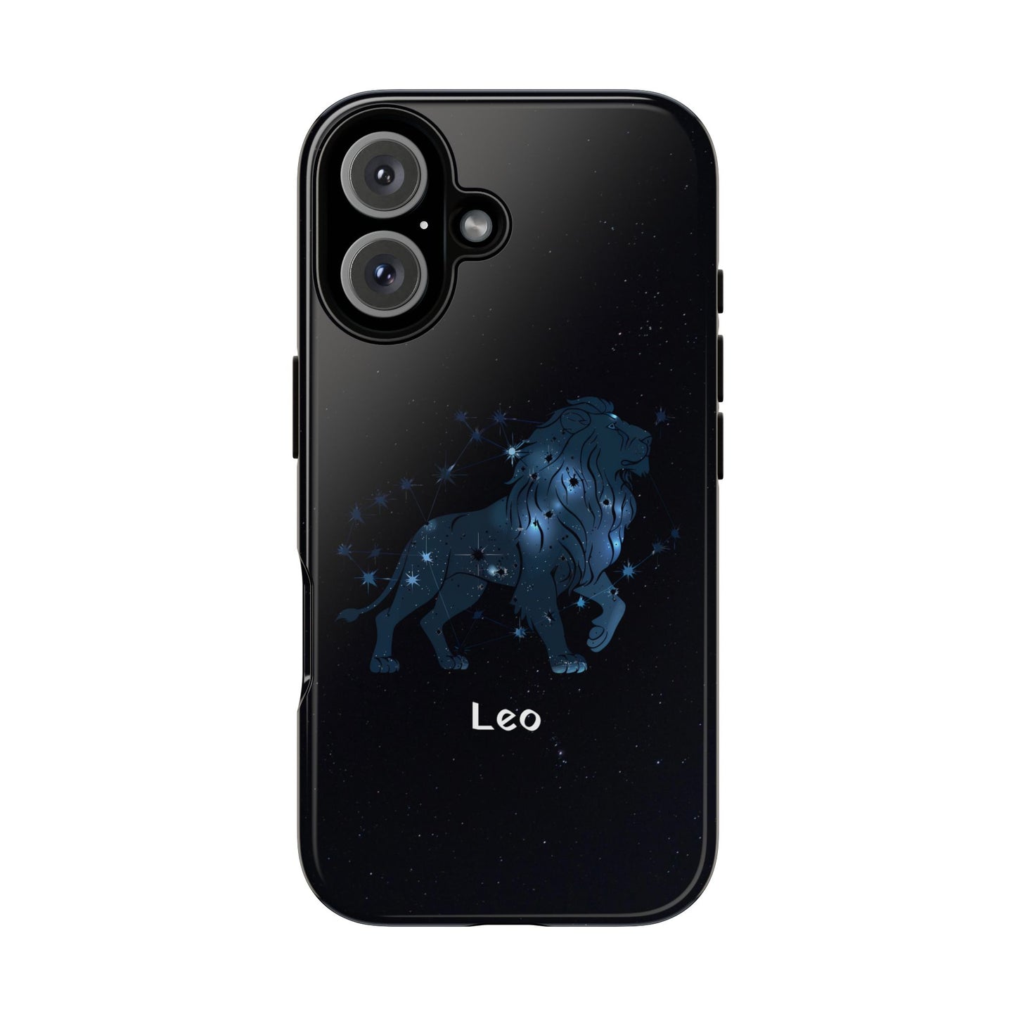 Leo Star Sign Zodiac Black Glossy Phone Case Tough Protection for iPhone or Samsung Galaxy