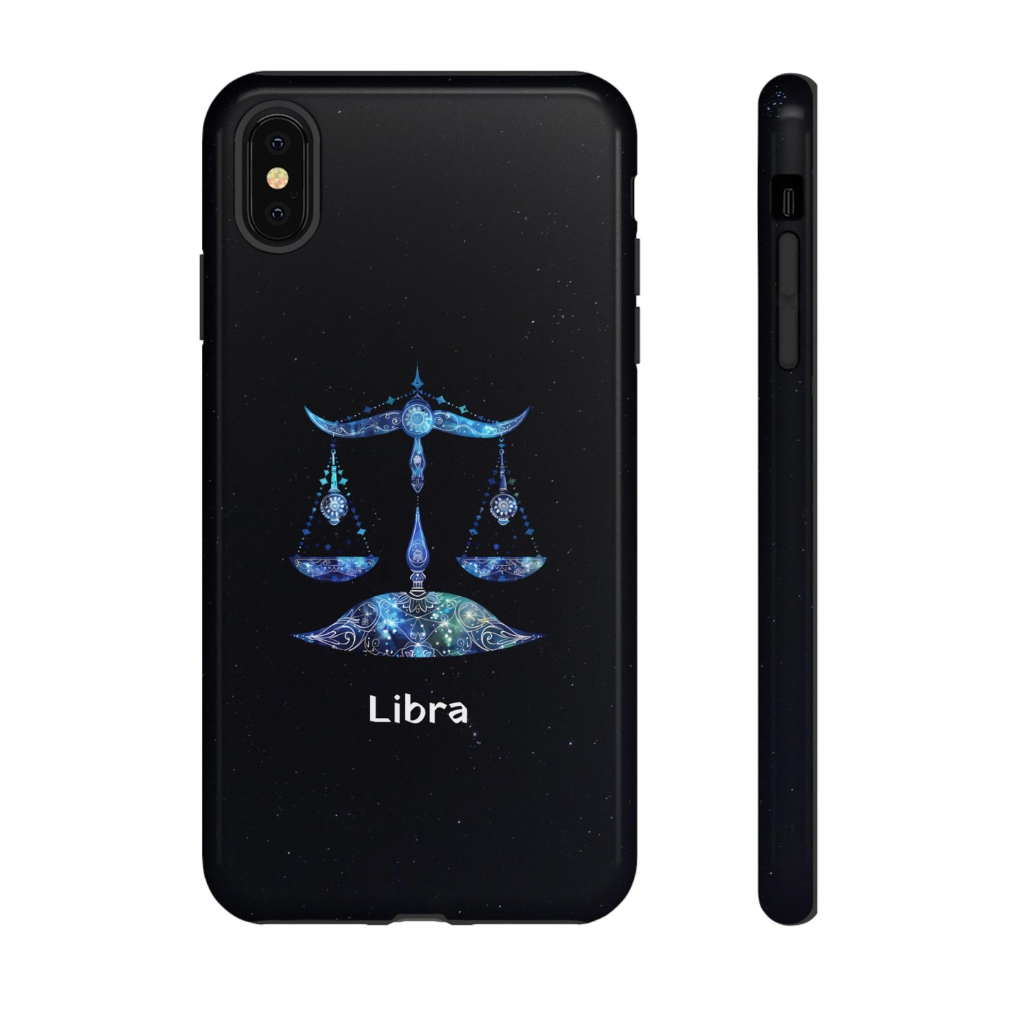 Libra Zodiac Star Sign Black Glossy Phone Case Tough Protection for iPhone or Samsung Galaxy