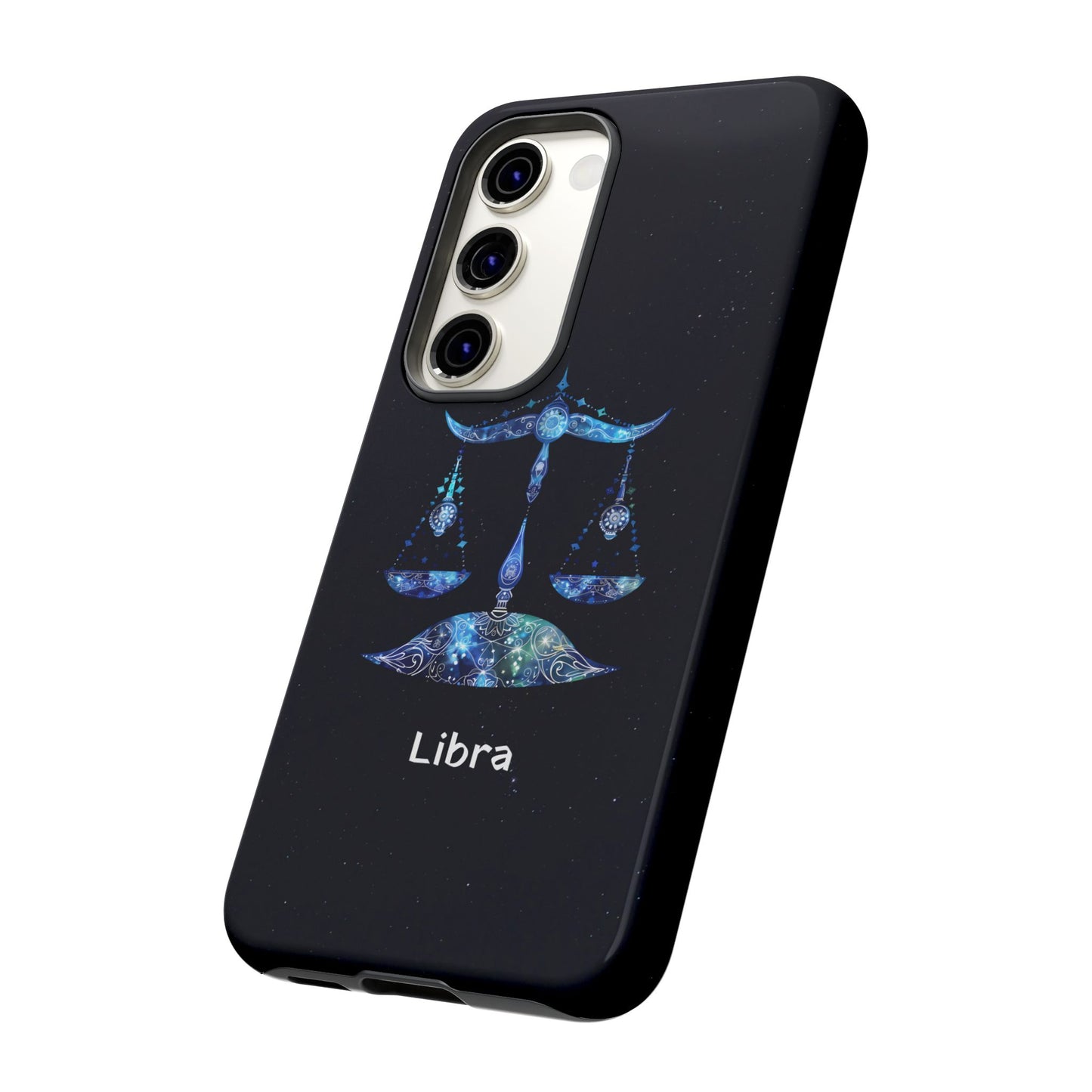 Libra Zodiac Star Sign Black Glossy Phone Case Tough Protection for iPhone or Samsung Galaxy