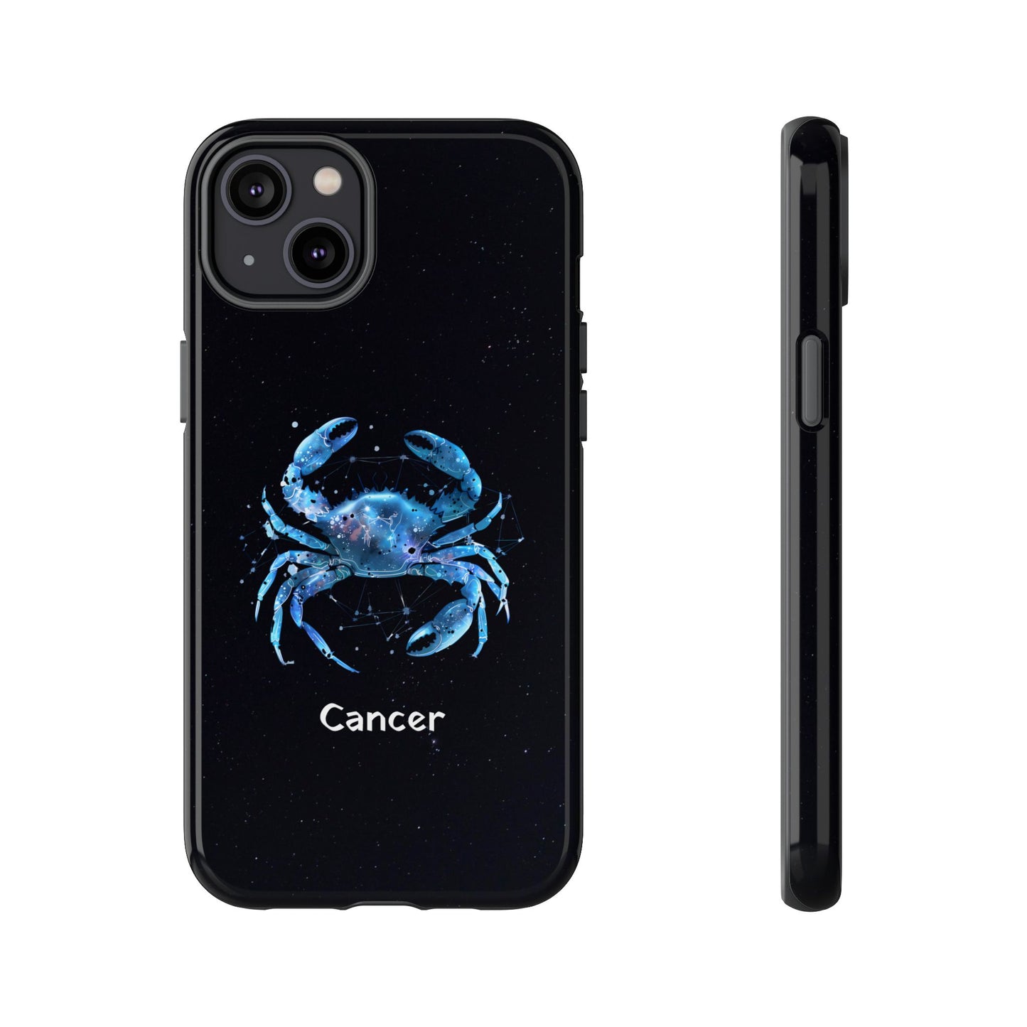 Cancer Zodiac Star Sign Black Glossy Phone Case Tough Protection for iPhone or Samsung Galaxy
