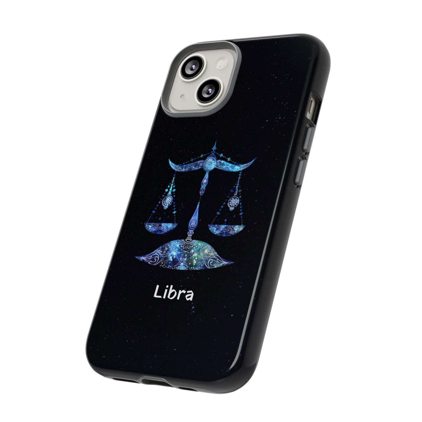 Libra Zodiac Star Sign Black Glossy Phone Case Tough Protection for iPhone or Samsung Galaxy