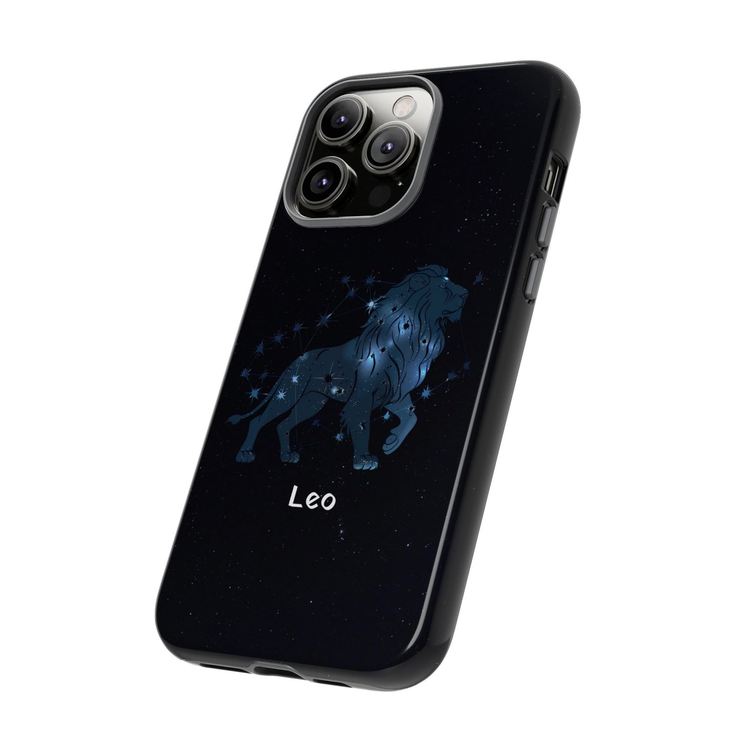 Leo Star Sign Zodiac Black Glossy Phone Case Tough Protection for iPhone or Samsung Galaxy