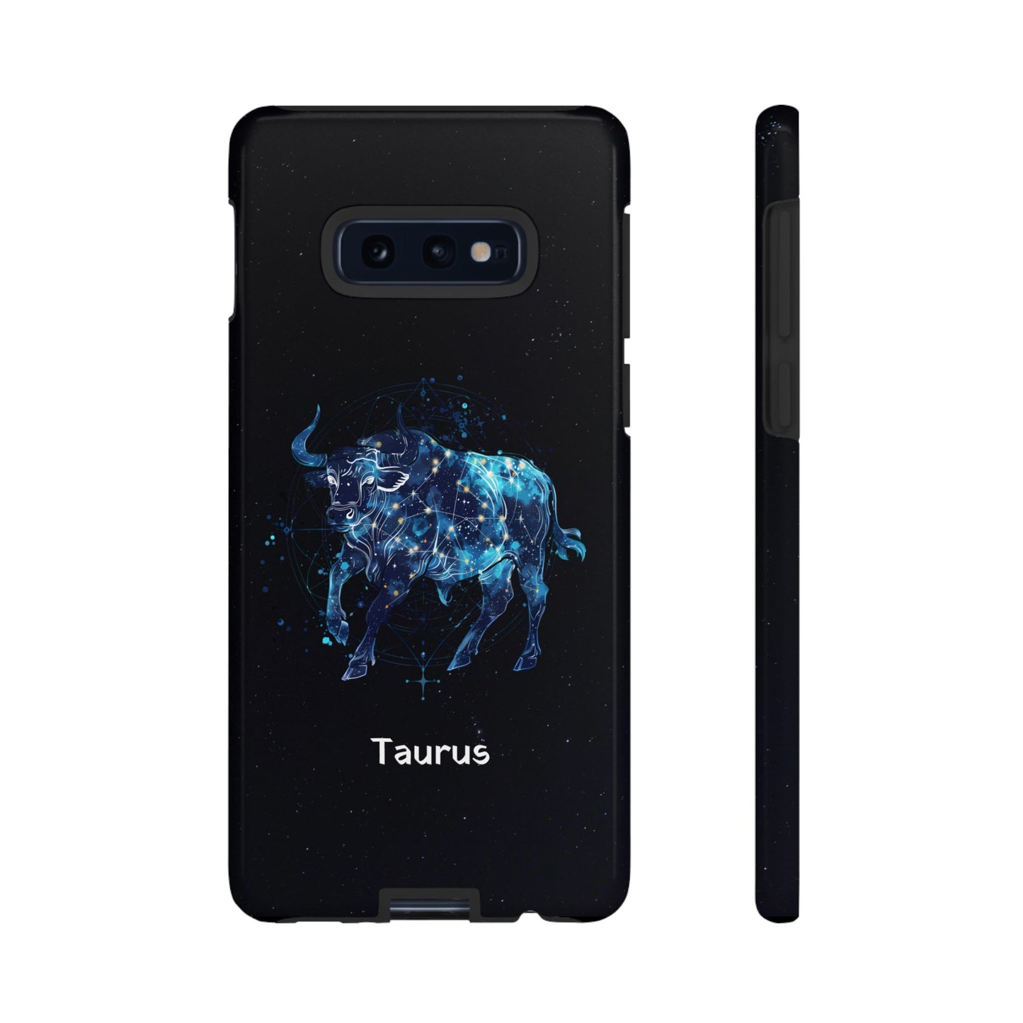 Taurus Zodiac Star Sign Black Glossy Phone Case Tough Protection for iPhone or Samsung Galaxy
