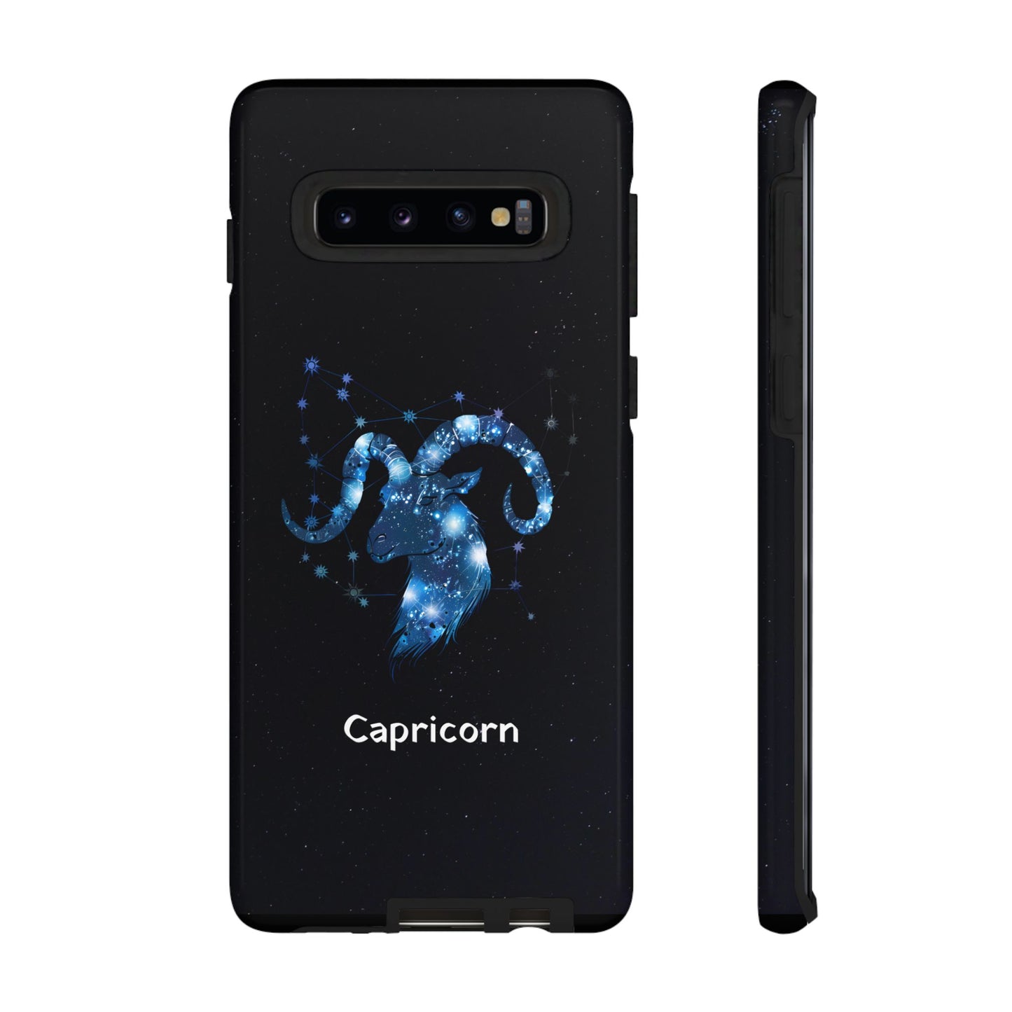 Capricorn Zodiac Star Sign Black Glossy Phone Case Tough Protection for iPhone or Samsung Galaxy