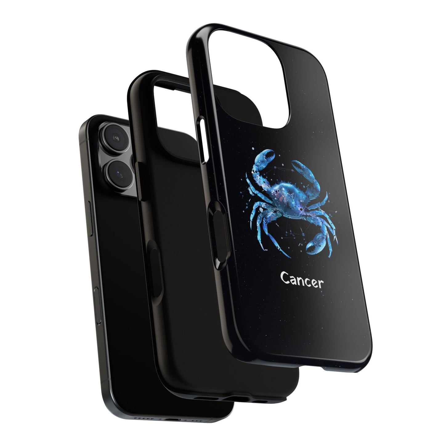 Cancer Zodiac Star Sign Black Glossy Phone Case Tough Protection for iPhone or Samsung Galaxy