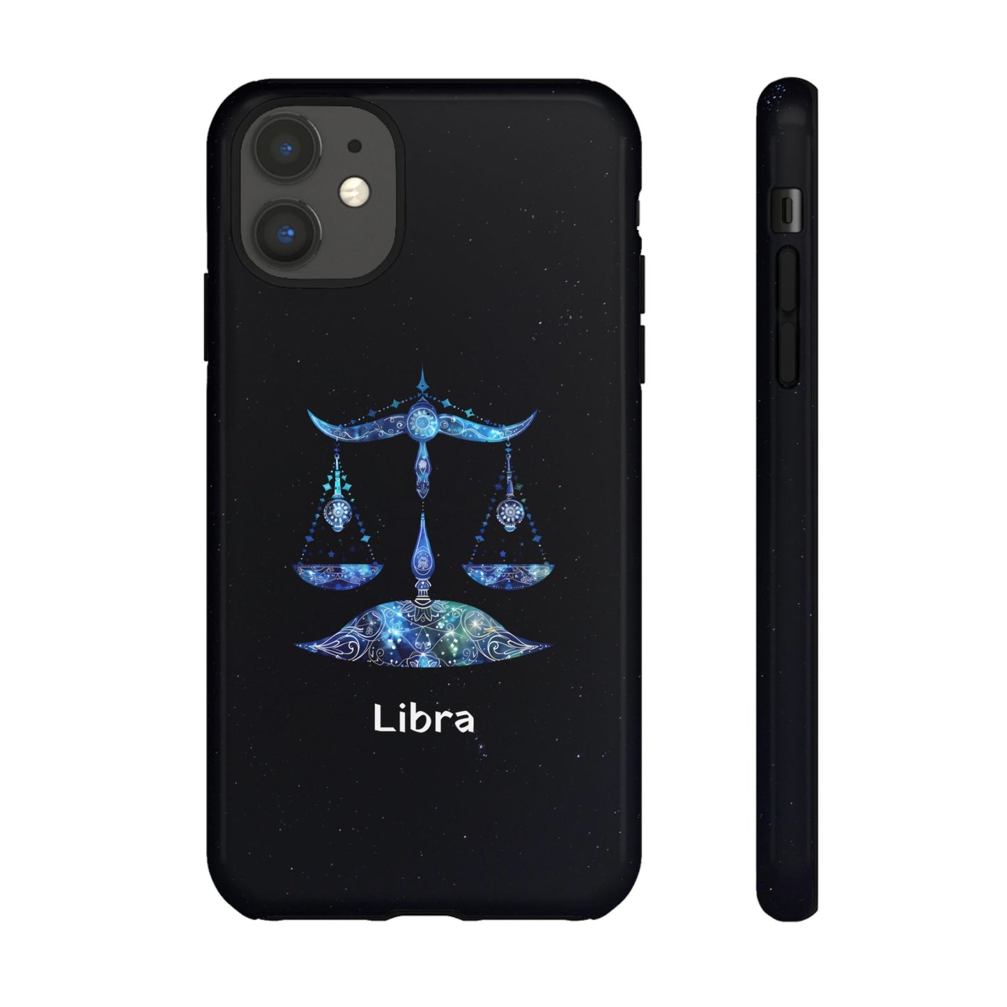 Libra Zodiac Star Sign Black Glossy Phone Case Tough Protection for iPhone or Samsung Galaxy