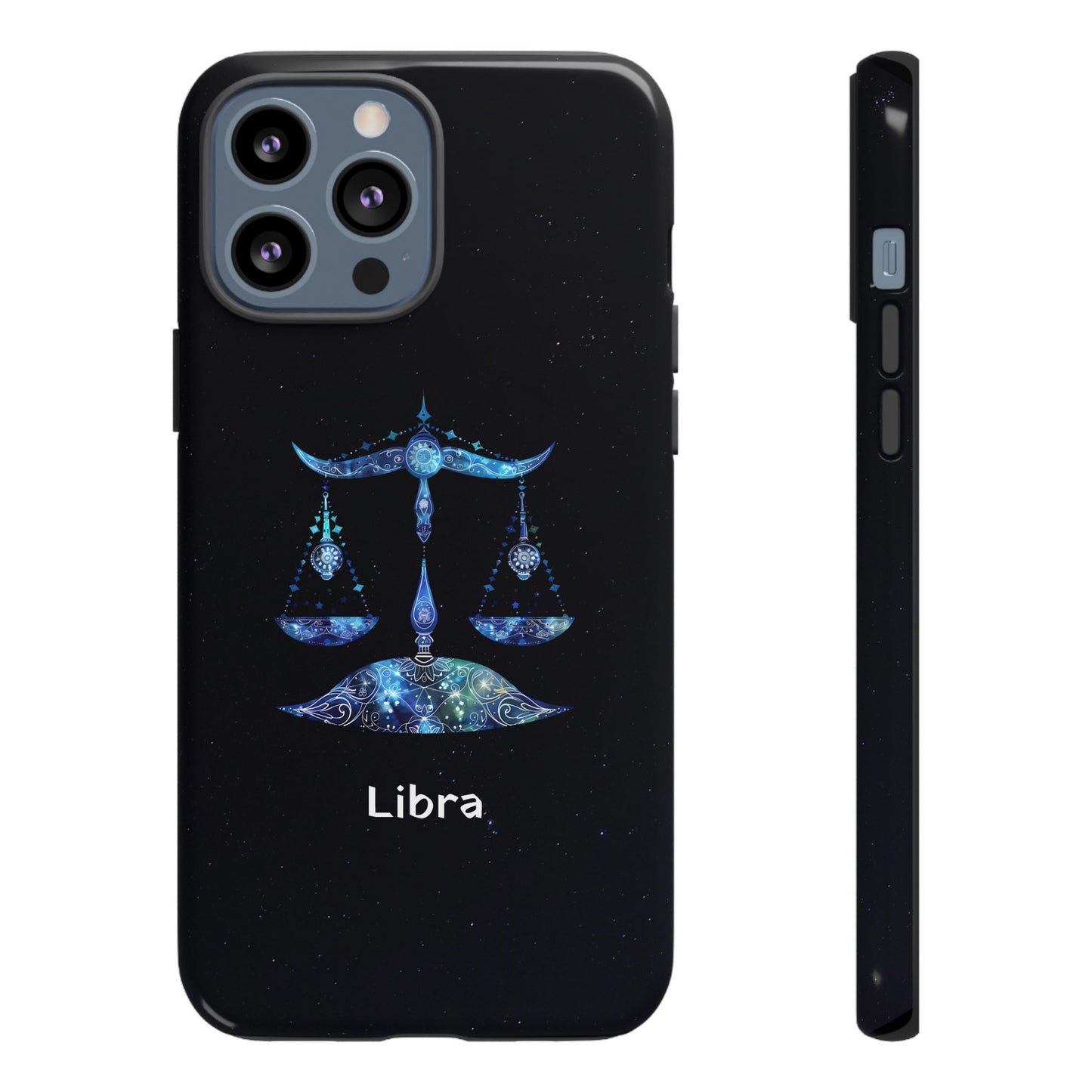 Libra Zodiac Star Sign Black Glossy Phone Case Tough Protection for iPhone or Samsung Galaxy