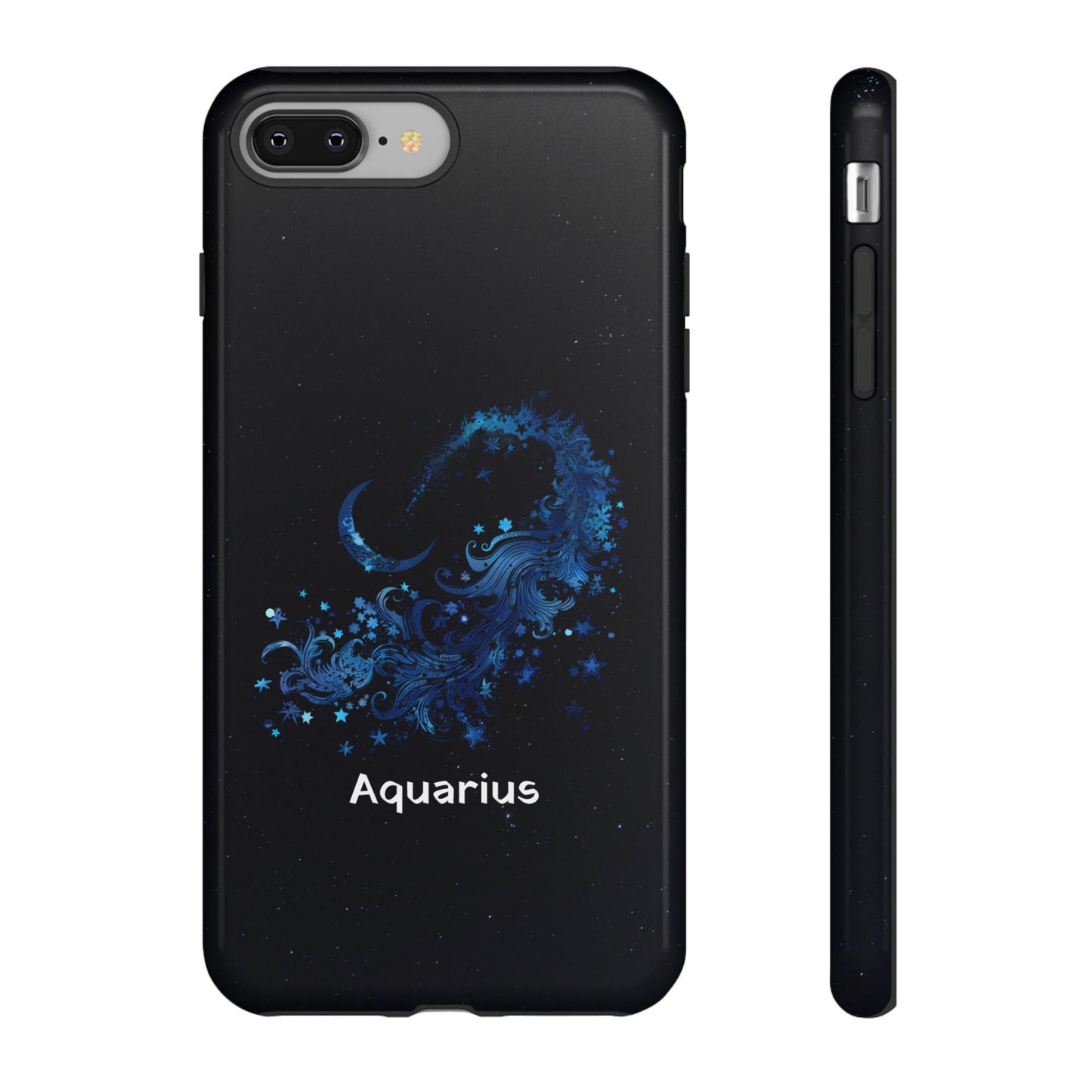 Aquarius Zodiac Star Sign Black Glossy Phone Case Tough Protection for iPhone or Samsung Galaxy