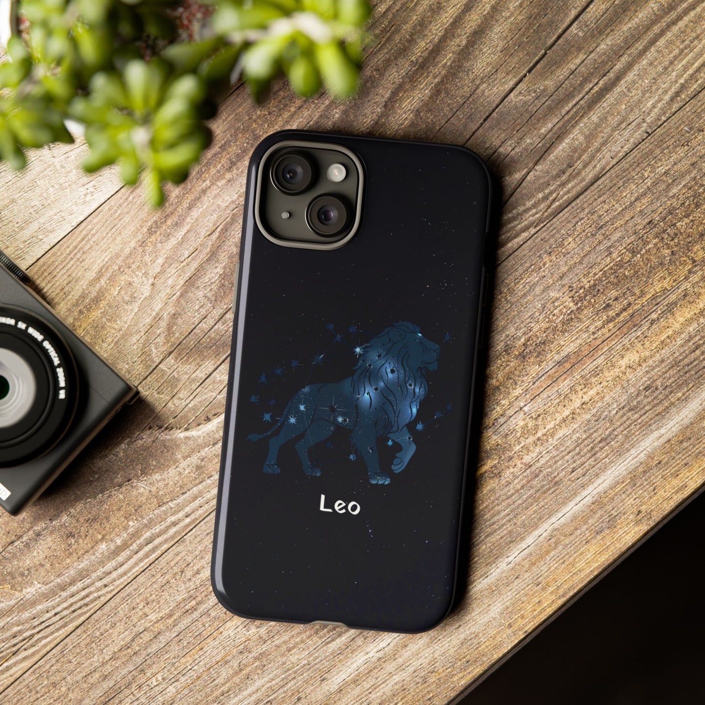 Leo Star Sign Zodiac Black Glossy Phone Case Tough Protection for iPhone or Samsung Galaxy