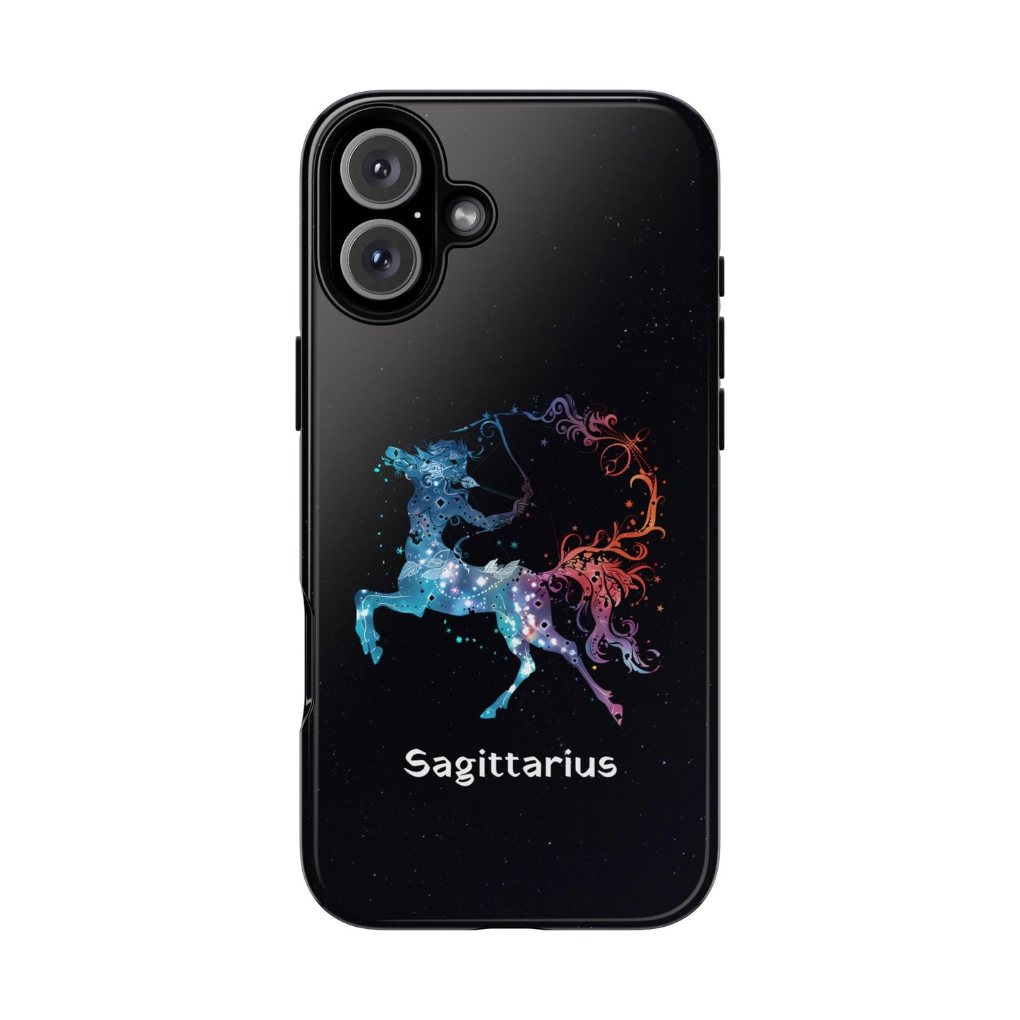 Sagittarius Zodiac Star Sign Black Glossy Phone Case Tough Protection for iPhone or Samsung Galaxy