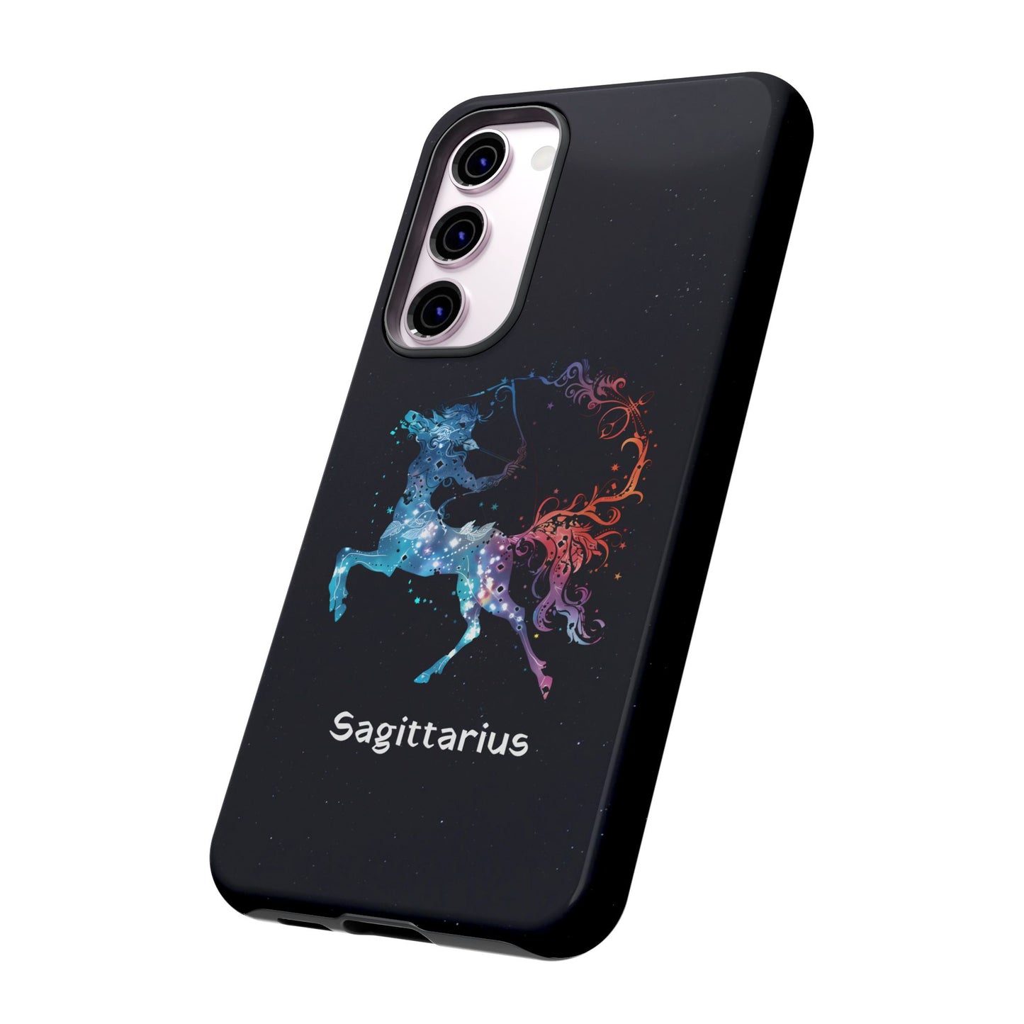 Sagittarius Zodiac Star Sign Black Glossy Phone Case Tough Protection for iPhone or Samsung Galaxy