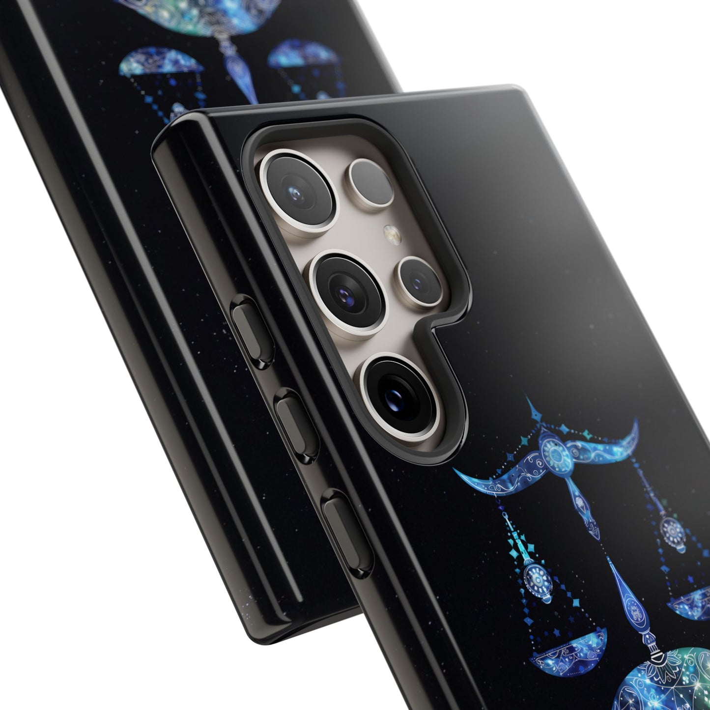Libra Zodiac Star Sign Black Glossy Phone Case Tough Protection for iPhone or Samsung Galaxy