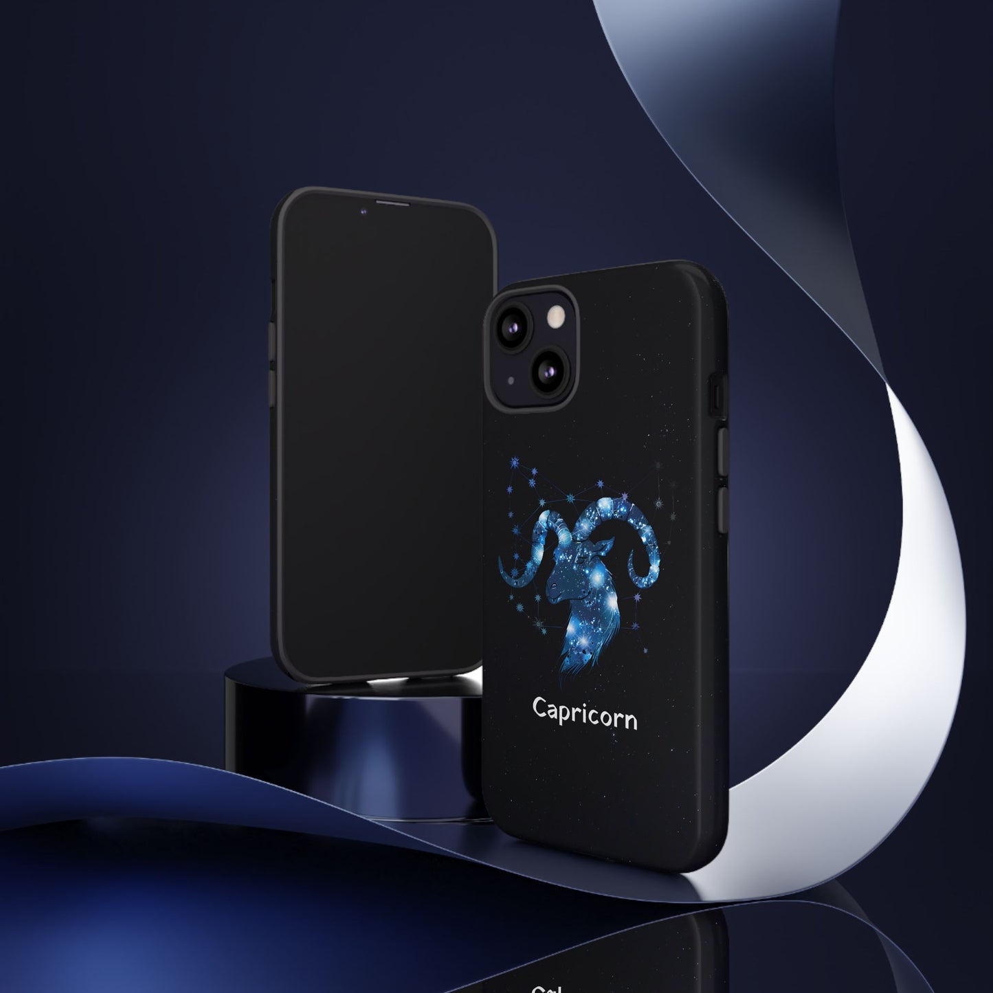 Capricorn Zodiac Star Sign Black Glossy Phone Case Tough Protection for iPhone or Samsung Galaxy