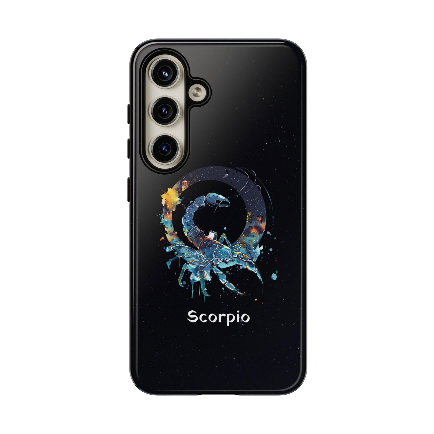 Scorpio Zodiac Star Sign Black Glossy Phone Case Tough Protection for iPhone or Samsung Galaxy